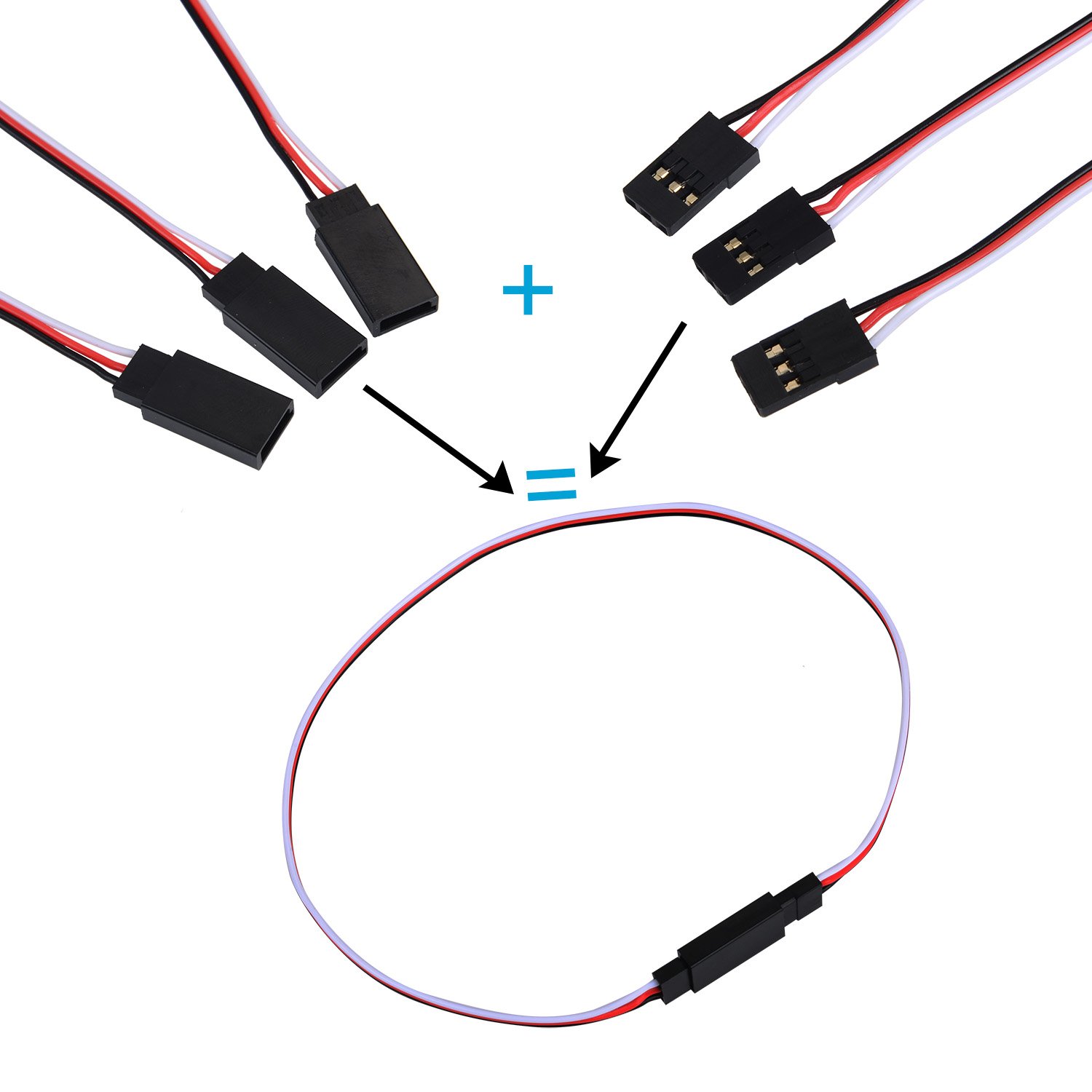 EBOOT 3-Pin Servo Extension Lead Wire Cable Cord for Control Board Remote Control Parts, Female to Male, 320 mm (12 Pieces)