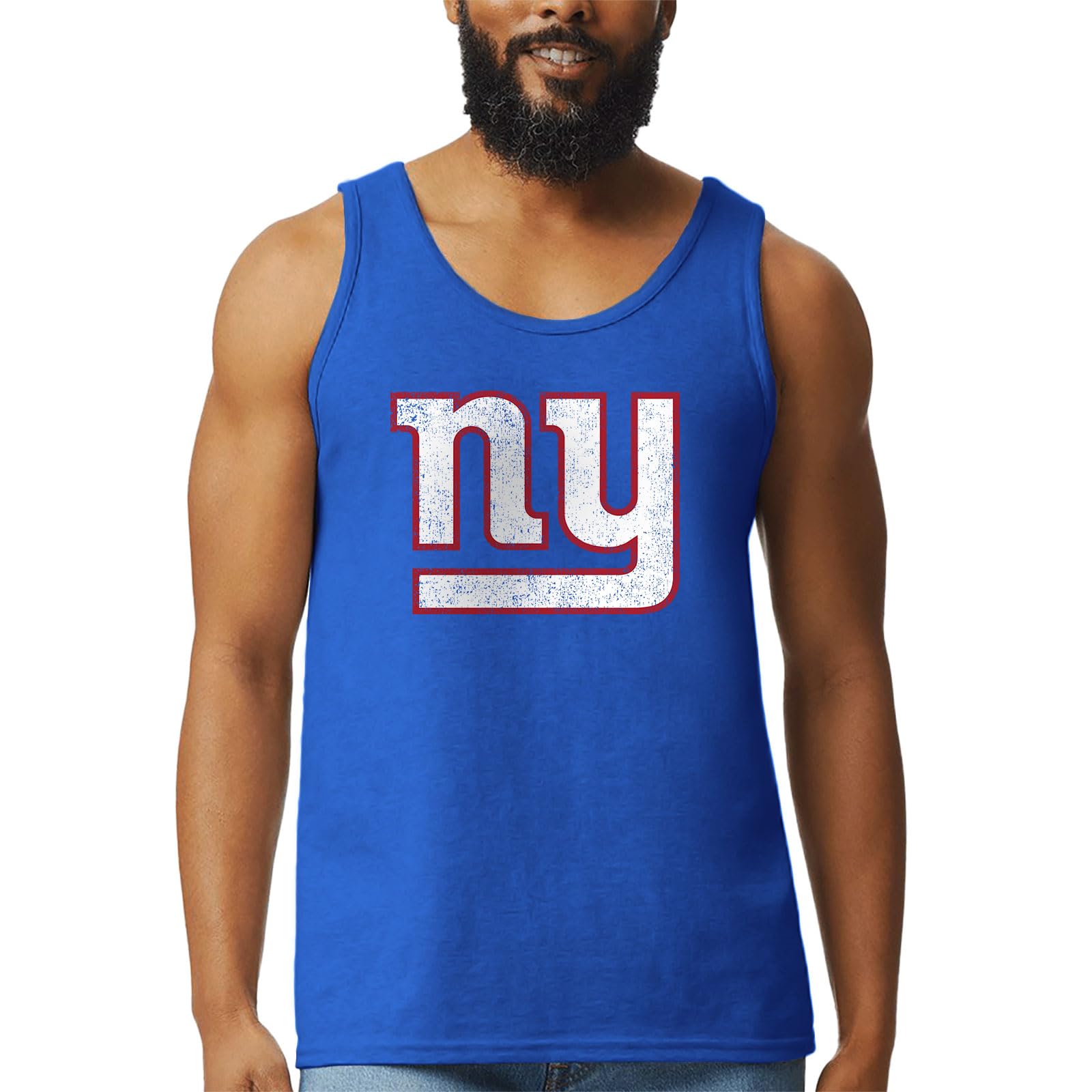 Hybrid Sports - NFL Distressed Team Logo - Offically Licensed Adult Tank Top for Men, New York Giants - Royal Blue, 3XL โ image 1