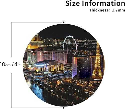 Miniatura 3 de Juego de 4 posavasos de cuero, posavasos personalizados para mesa de café, posavasos con vista nocturna de Las Vegas, posavasos fáciles de limpiar