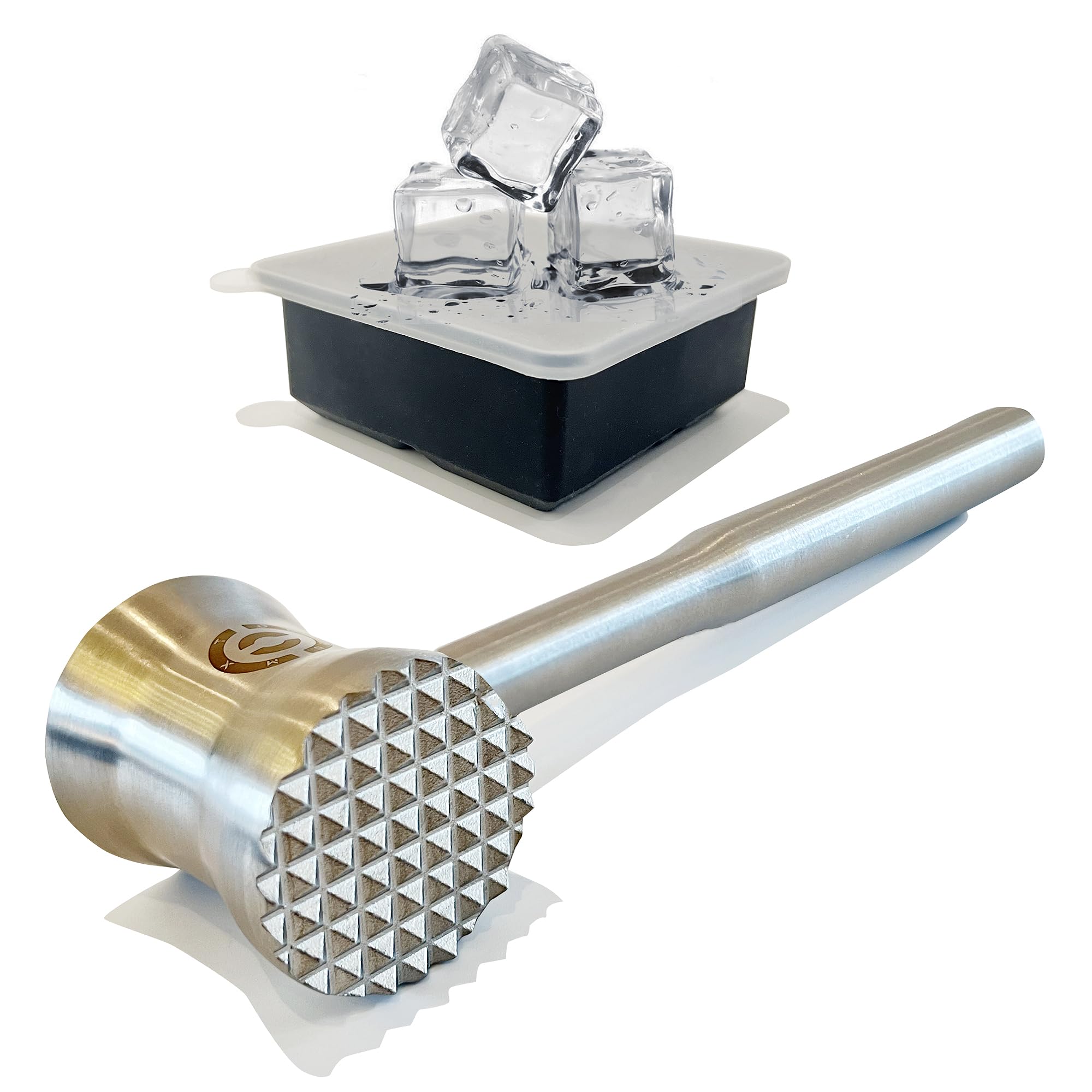 Martillo ablandador de carne de acero inoxidable resistente con mango antideslizante, herramienta de cocina de doble cara para filetes, pollo, carne de res, apto para lavavajillas y diseño