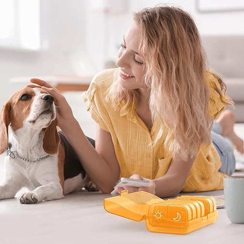 Miniatura 7 de AUVON Pastillero semanal XL 2 veces al día, pastillero AM PM 7 días con diseño de apertura grande de un lado para un fácil llenado, pastillero de