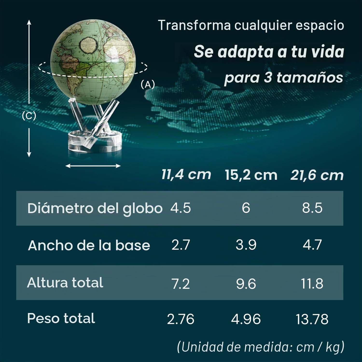MOVA Globo Autorrotativo, Cassini Antiguo Verde Classic (4.5")