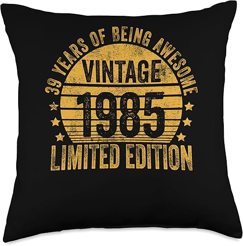 39 Year Old Vintage 1985 Limited Edition Bday Retro 39th Birthday Gifts Men Women Throw Pillow, 18x18, Multicolor
