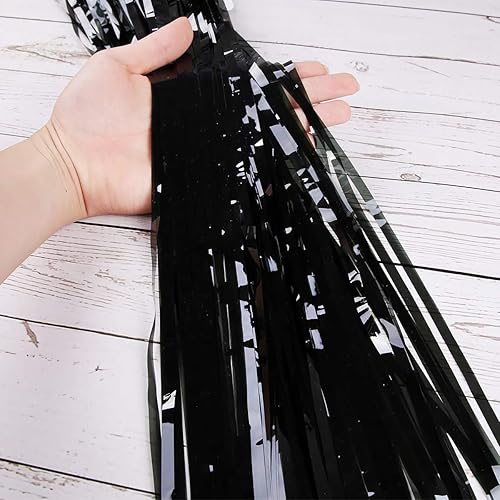 Miniatura 8 de CCINEE Paquete de 3 accesorios para cabina de fotos de calabaza naranja, cortinas de flecos de aluminio de 3.3 x 6.6 pies, telón de fondo de fotos,