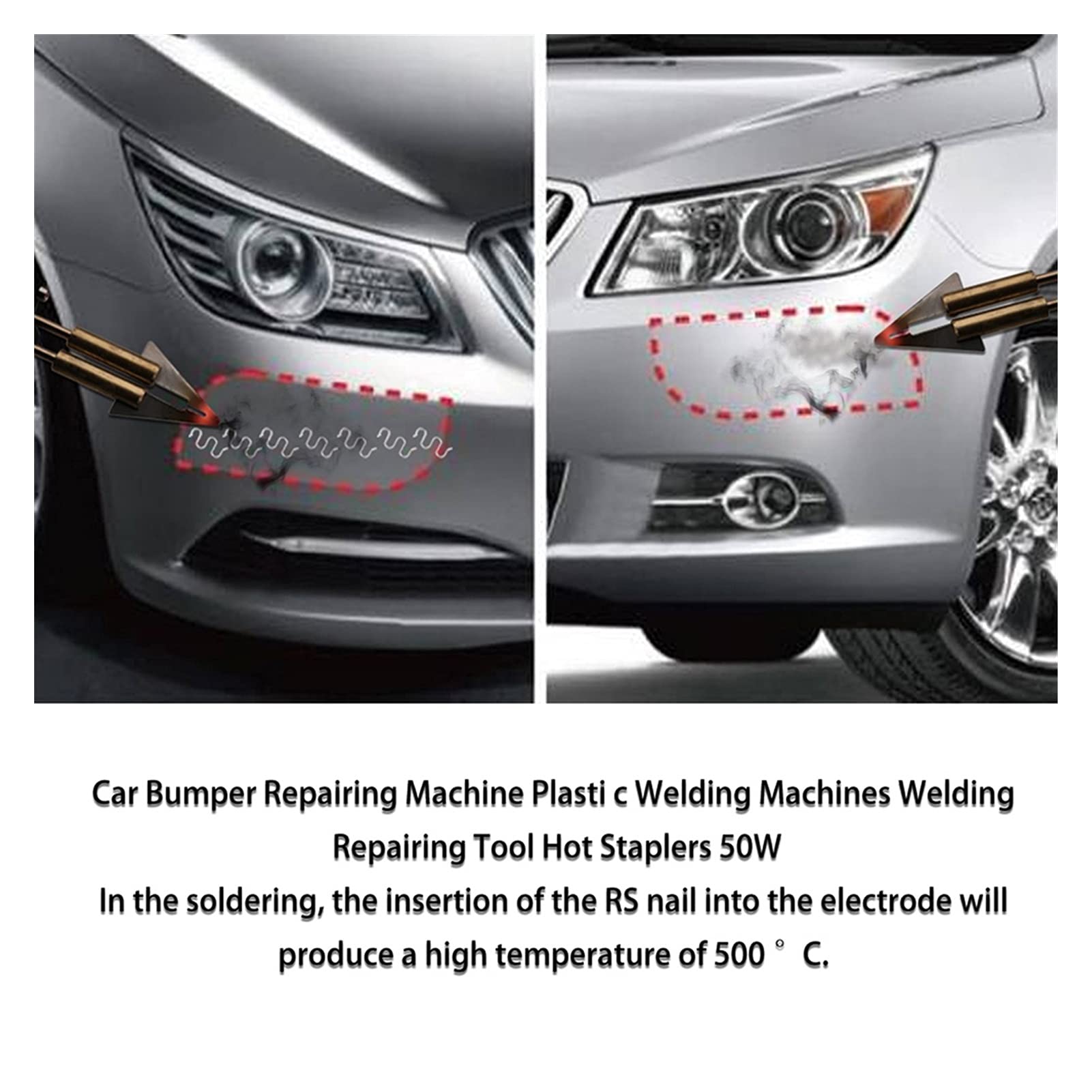 150W Plastic Lasser, Plastic Lassen Kit Hot Nietmachine Auto Bumper Reparatie Kit met 800 stks Hot Nietjes & 56 stks 7 Soorten Lassen Plastic Lassen Staven voor Auto Bumper Plastic Crack Reparatie