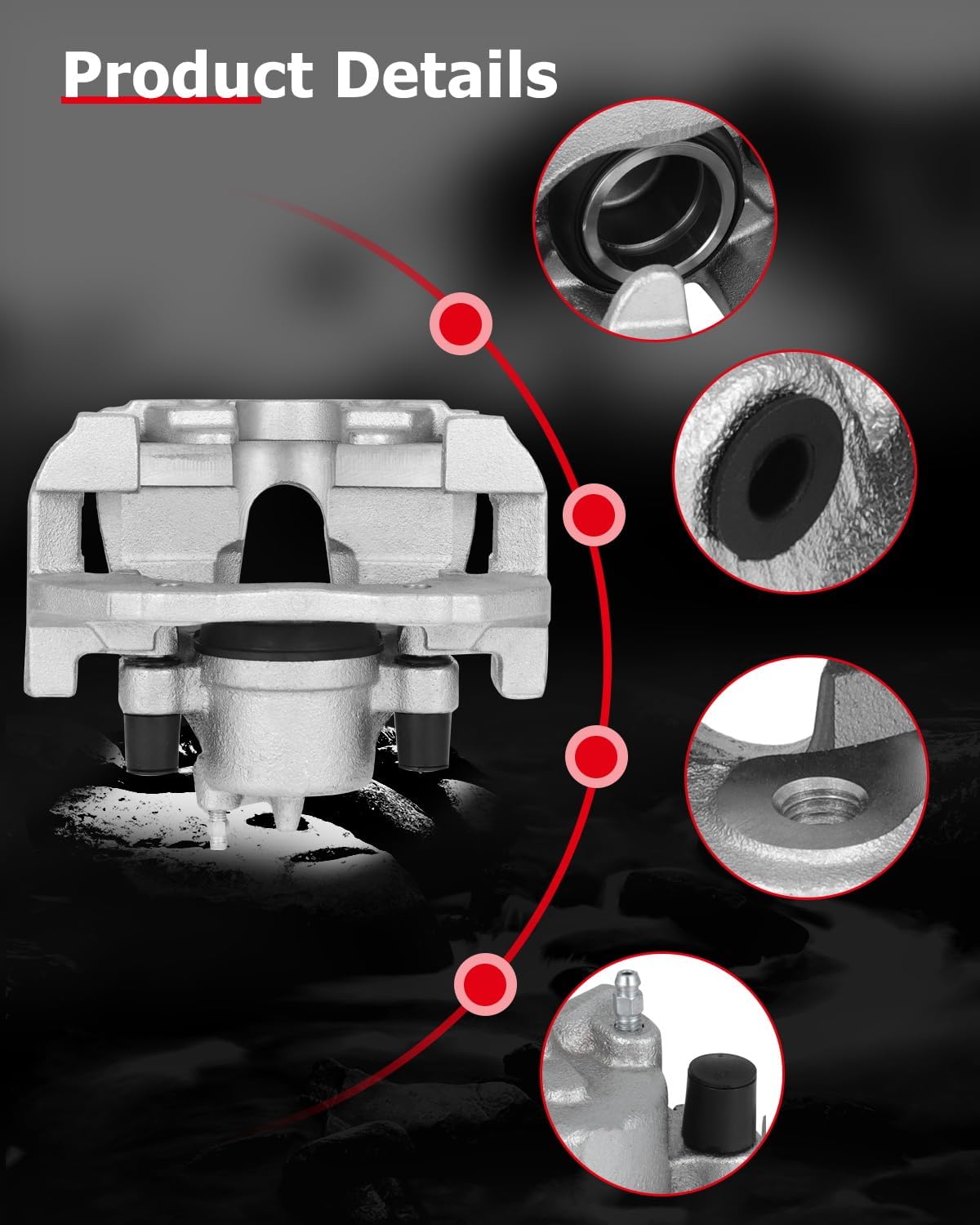 cciyu Front Right Disc Brake Caliper w/Bracket 18B4949 For Ford For Focus 2.0L 2004-2007,For Ford For Focus 2.3L 2004-2007
