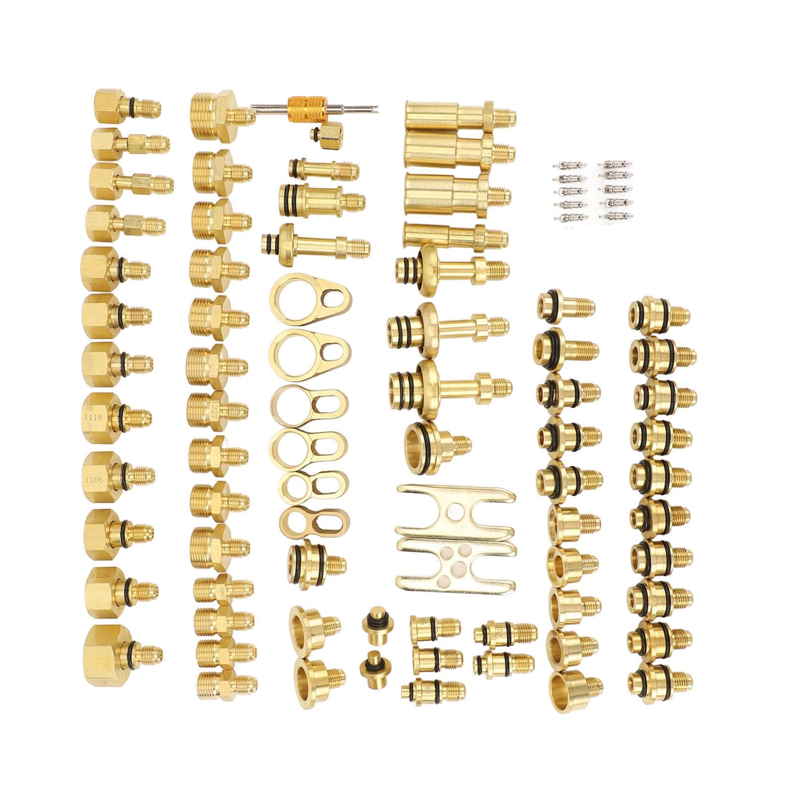 Goshyda Kit Test Perdite Aria Condizionata per Autoveicoli da 77 Pezzi, Strumenti di Rilevamento Perdite CA in Ottone Kit di Riparazione Connettori per CA Auto Auto, Rilevatore di Efficiente con
