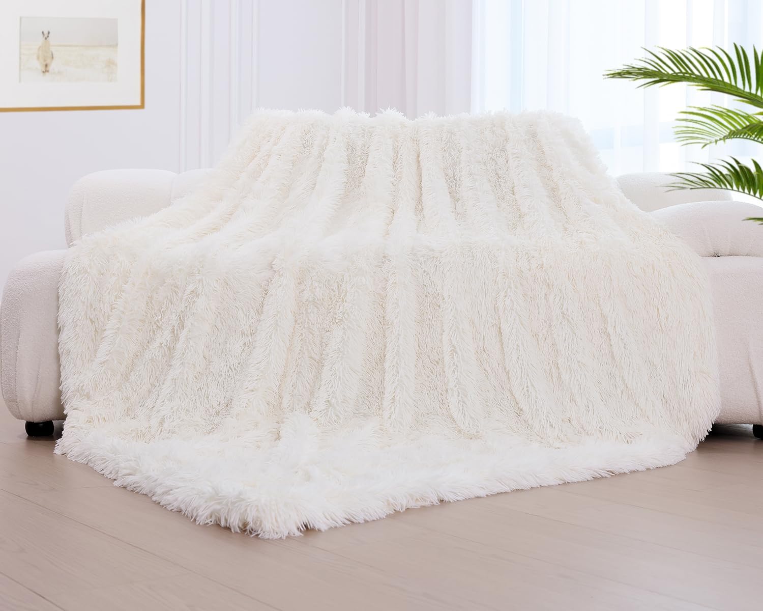 Amazon｜KANKAEU スーパーソフトフェイクファースローブランケット リバーシブル 軽量 ふわふわブランケット 78インチ x 86