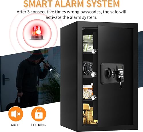 Miniatura 7 de 5.3 Cuft - Caja fuerte grande para el hogar, resistente al agua y al fuego, para uso doméstico, caja de seguridad antirrobo con teclado digital y 3
