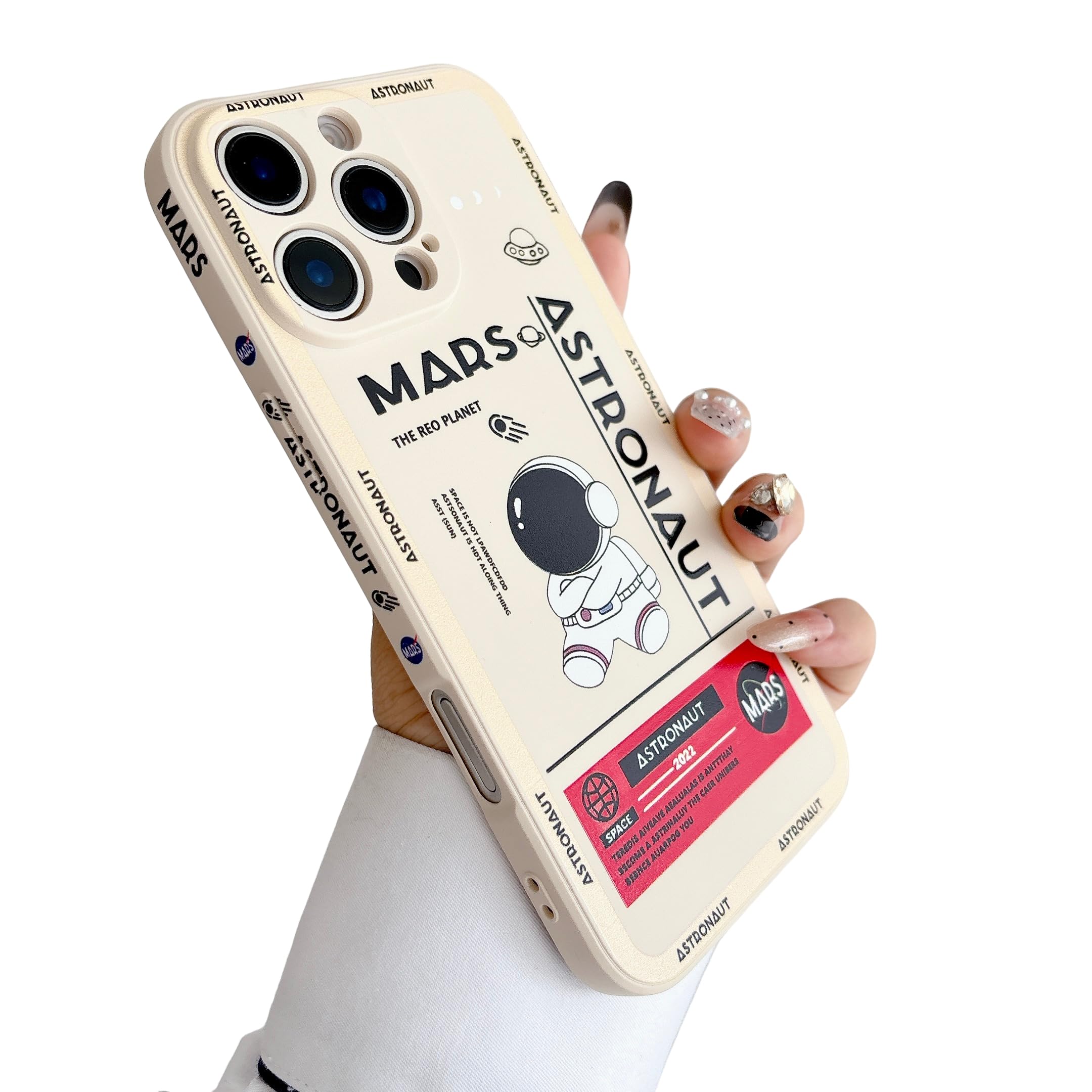 Yonds Queen Bonita funda compatible con iPhone 11 Pro, diseño de astronauta de dibujos animados cohete de Marte elegante parachoques suave de goma TPU a prueba de golpes (iPhone 11 Pro, blanco)