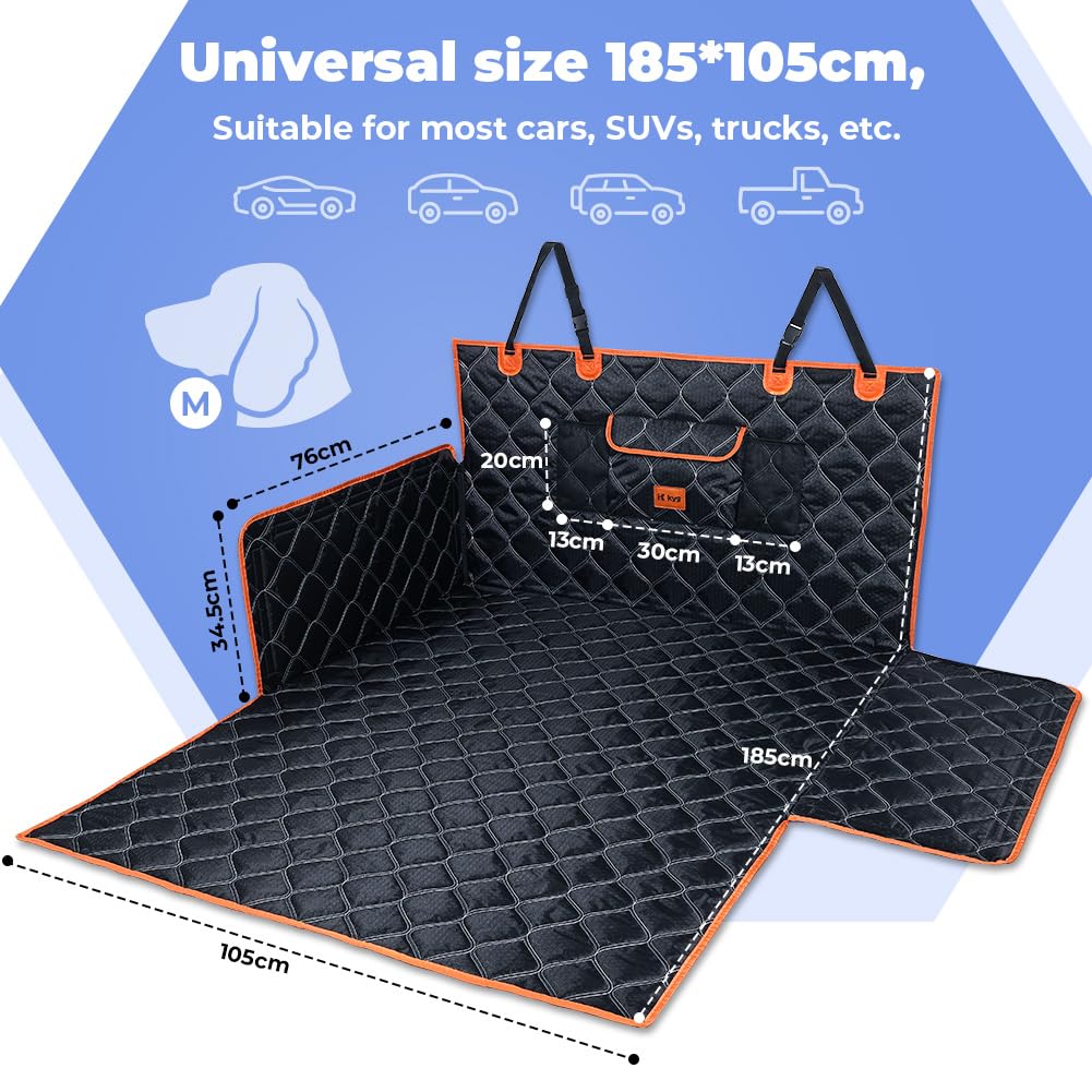 KYG Housse Coffre Voiture Chien Protection Coffre Voiture Chien avec Protection Latérale Imperméable Antidérapant Résistant Housse de Protection Couverture de Coffre 185x105cm