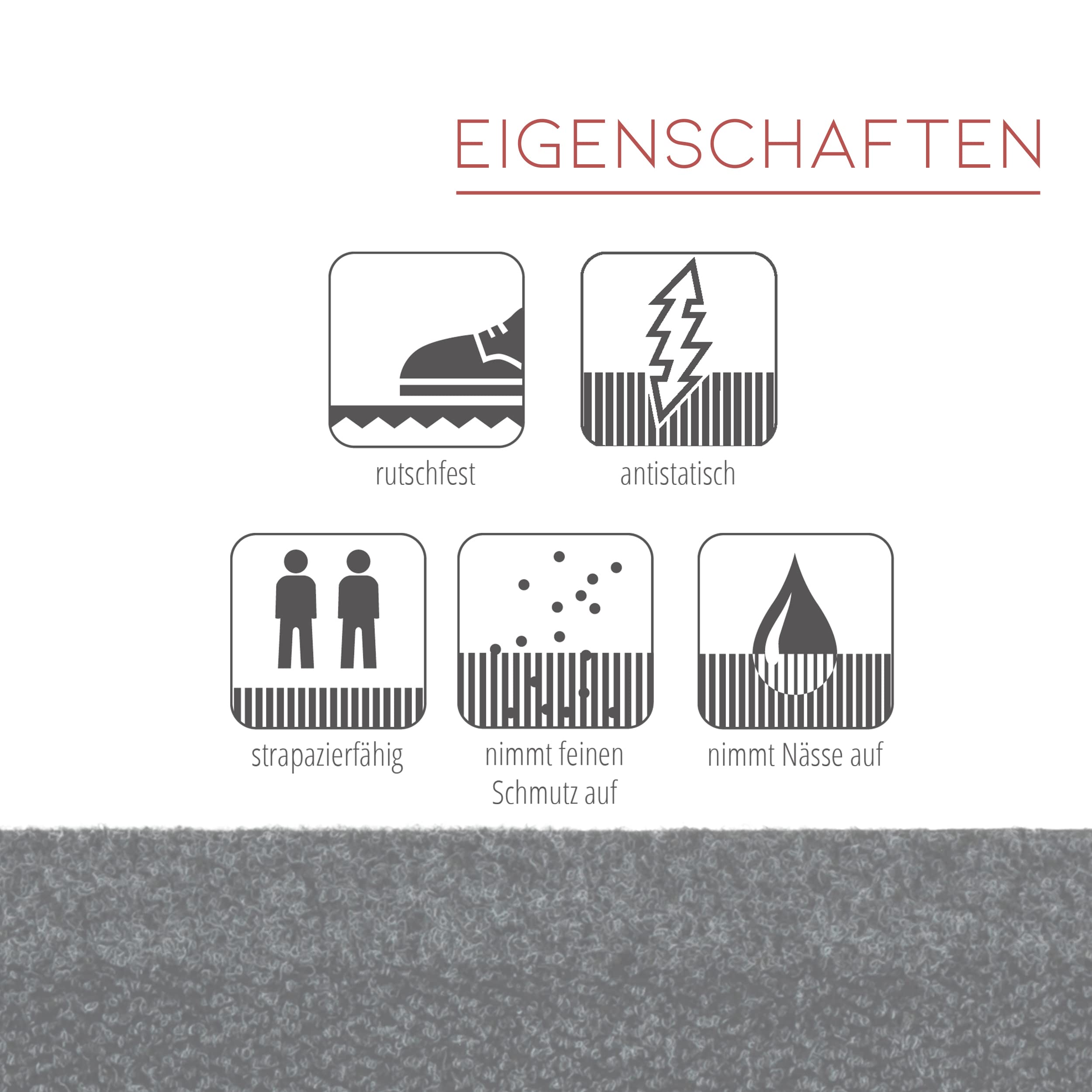Astra Fußmatte innen rutschfest 67x250 cm - Schmutzfangmatte Silber Küchenläufer Flur Läufer - robuste Fußabtreter Sauberlaufmatte wasserabweisend