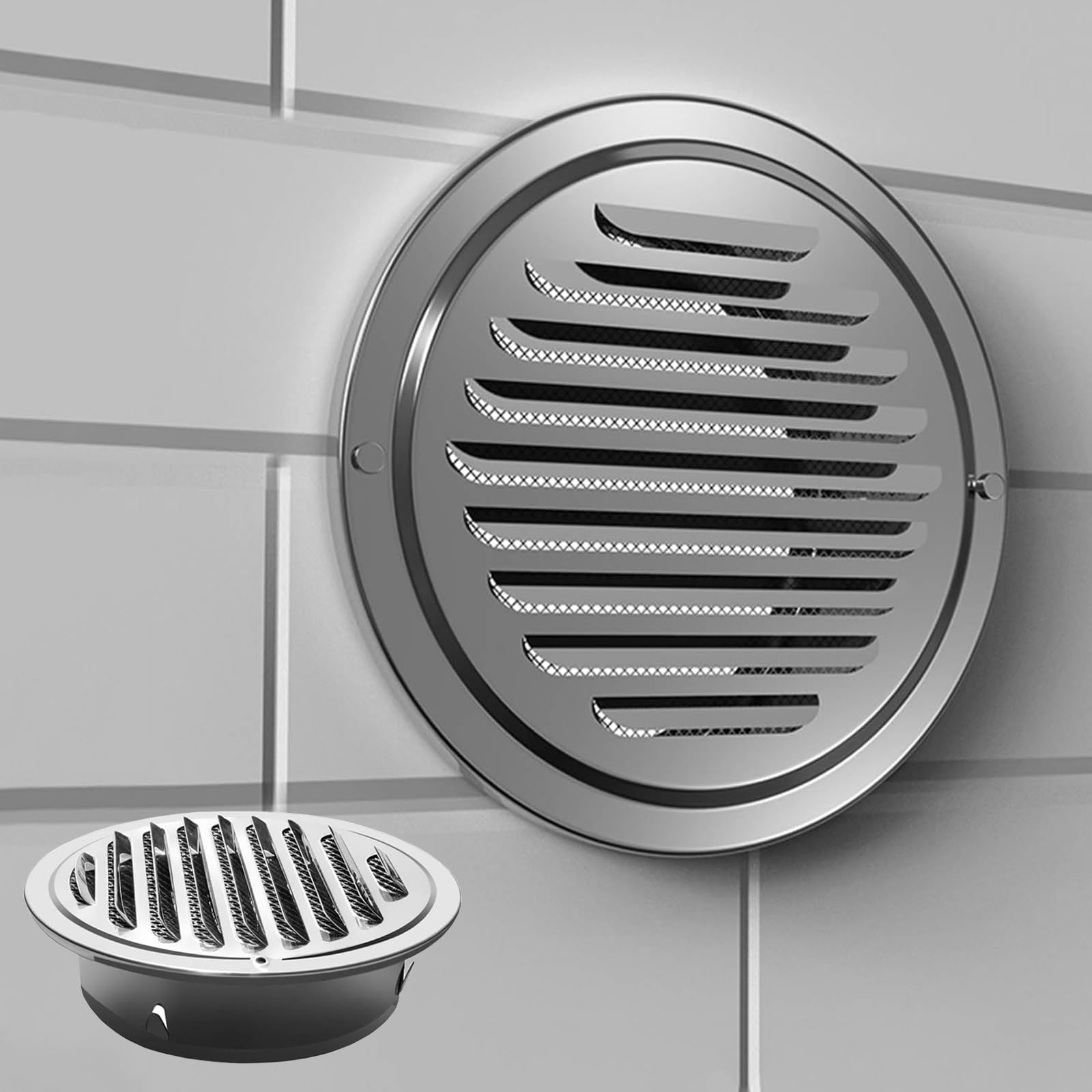 Vent 304 Acciaio Inossidabile Griglia di Ventilazione Copertura Circolare Parete Ventilazione dell'Aria, Resistente alle intemperie, per Uso Commerciale residenziale (100 mm 3,9 Pollici)