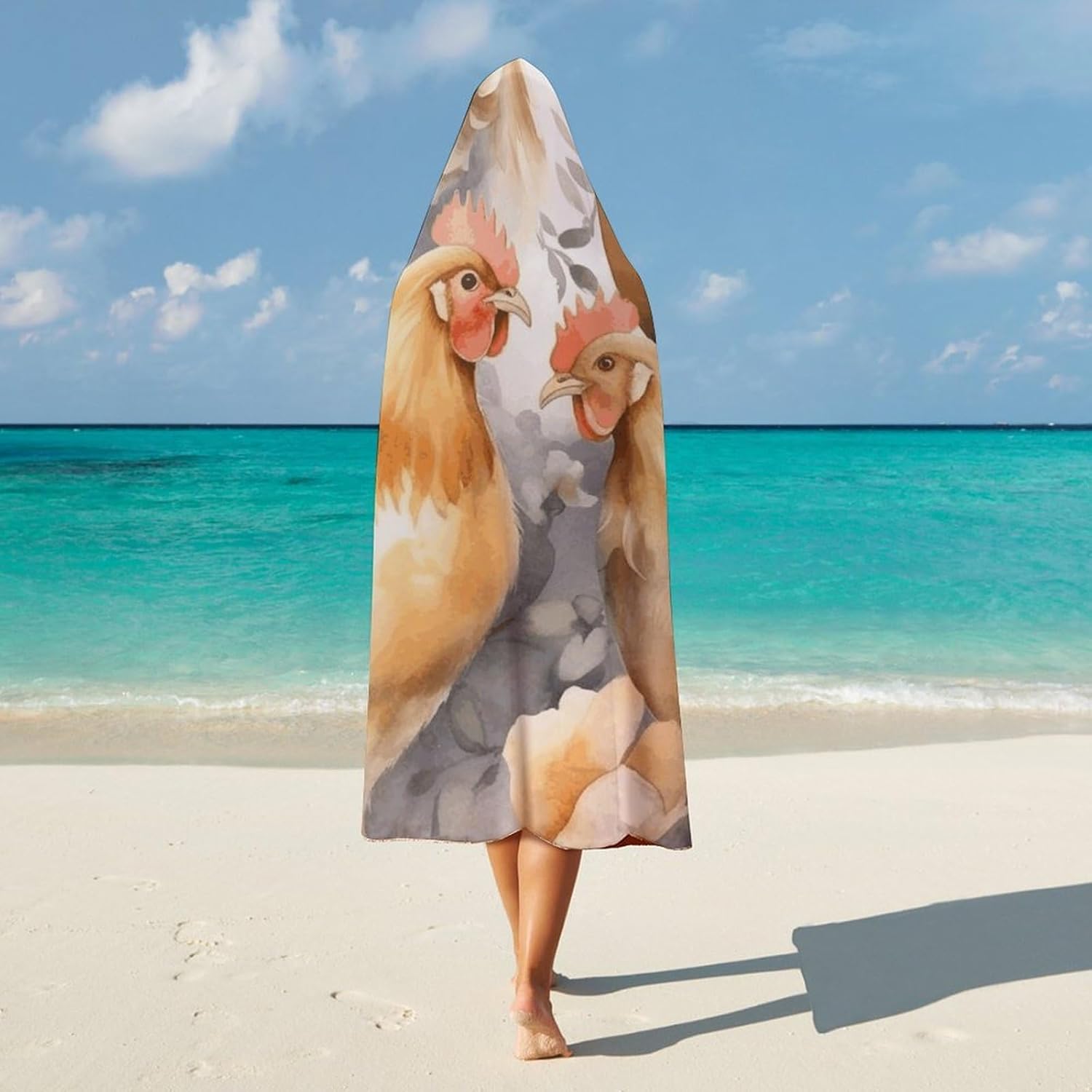 Chicken Duck Wearable Hooded Blanket, Ultra Soft Arctic Velvet Cape Cloak Unisex - Cozy Wearable Blanket