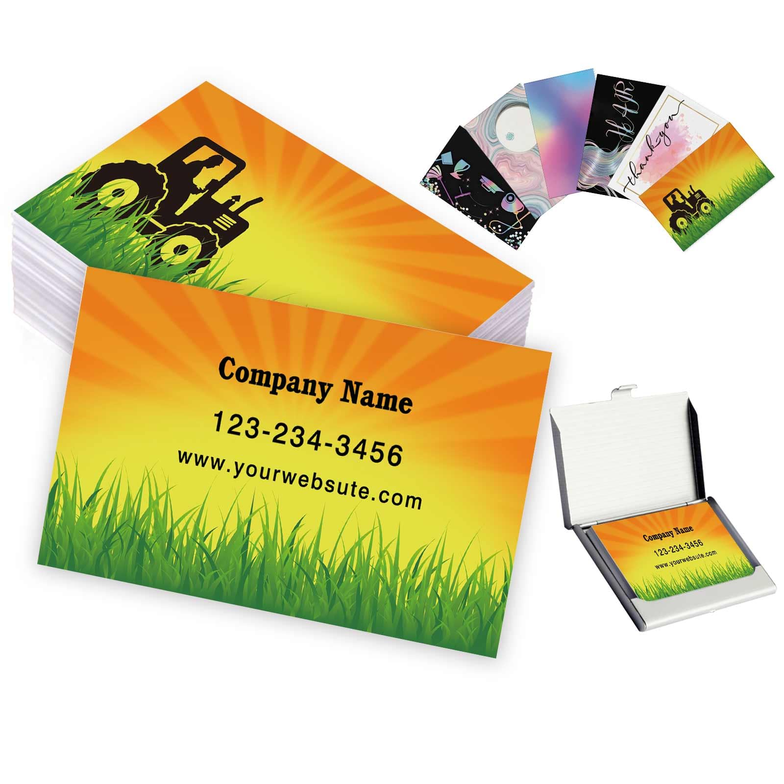 Custom Business Cards with Logo Text - Personalized Lawn Care Template - 1000/500/200/100 Printable Double Sided 3.5"x2" Waterproof Business Cards
