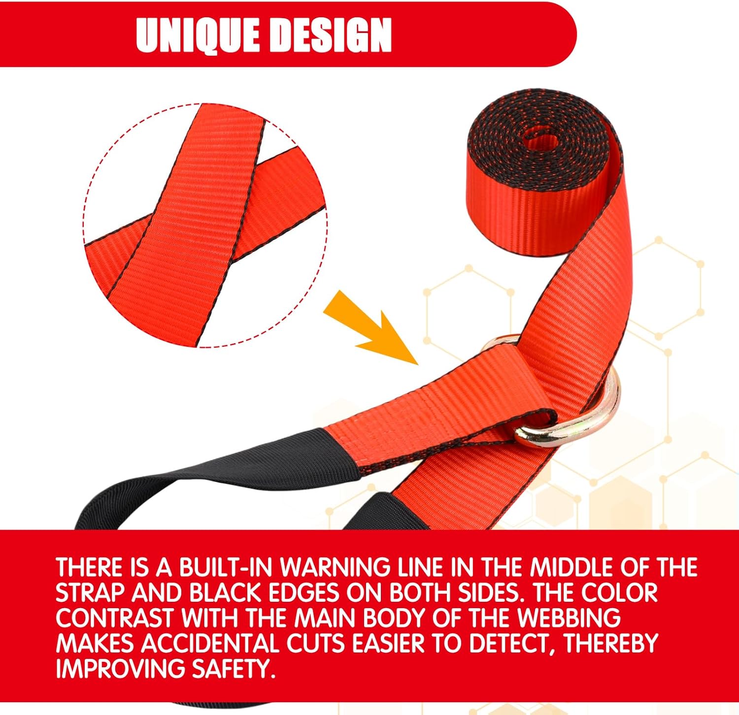 8 Pack Lasso Tow Truck Straps with D Ring 11, 000 Lbs Break Strength D Ring Auto Tie Down Wheel Lift Trailer Strap for Hauling Utv SUV Wrecker Rollback (2" X 10ft,Red)