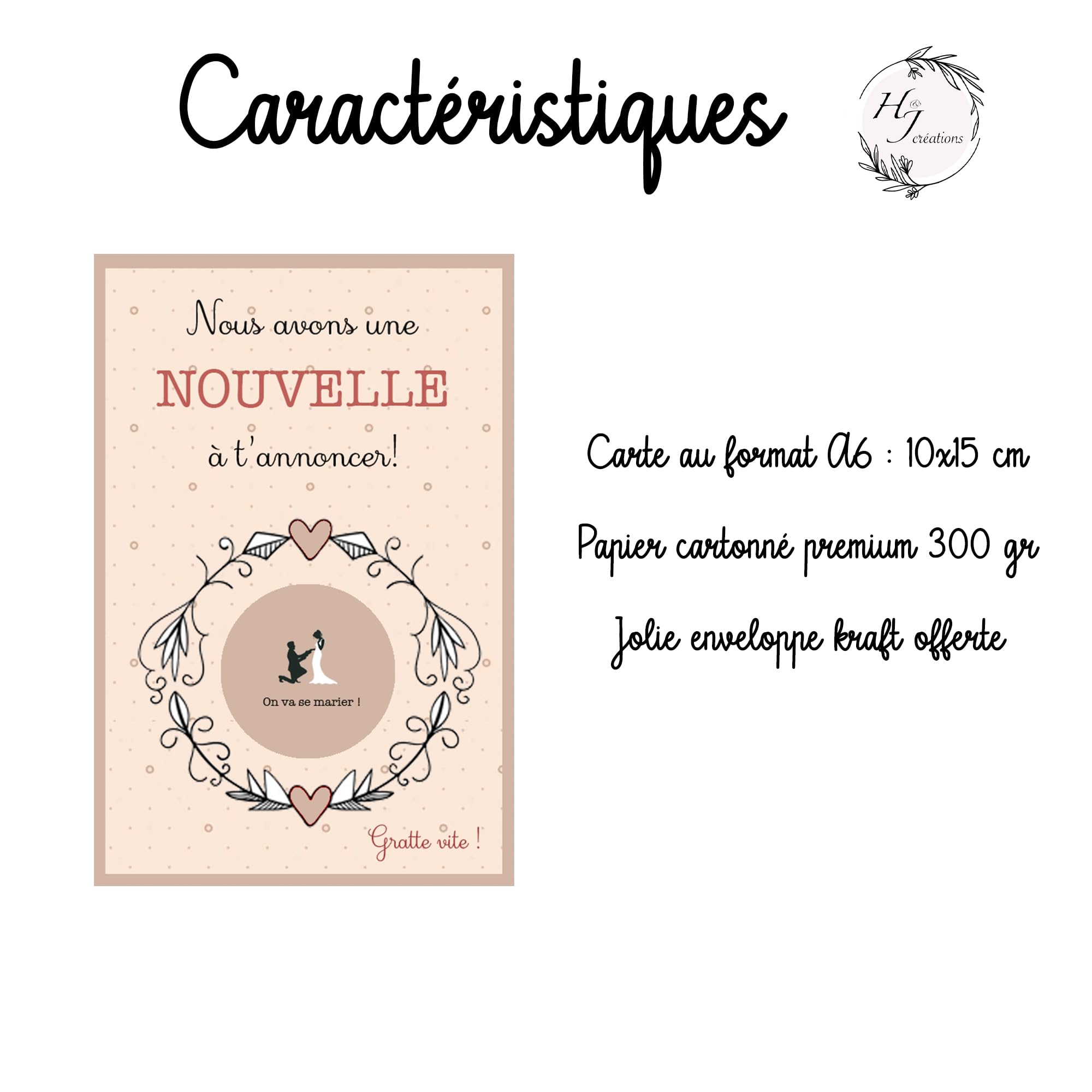 Carte à gratter On va se marier - Annonce mariage originale H&J créations