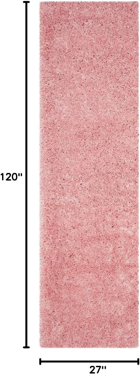 SAFAVIEH Polar Shag Collection Runner Rug - 2'3" x 10', Light Pink, Solid Glam Design, Non-Shedding & Easy Care, 3-inch Thick Ideal for High Traffic Areas in Living Room, Bedroom (PSG800P)