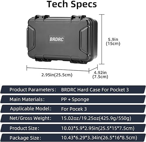 Miniatura 8 de BRDRC Estuche de bolsillo 3, funda rígida impermeable, bolsa de almacenamiento portátil de viaje para DJI Osmo Pocket 3 Creator Combo Accesorios