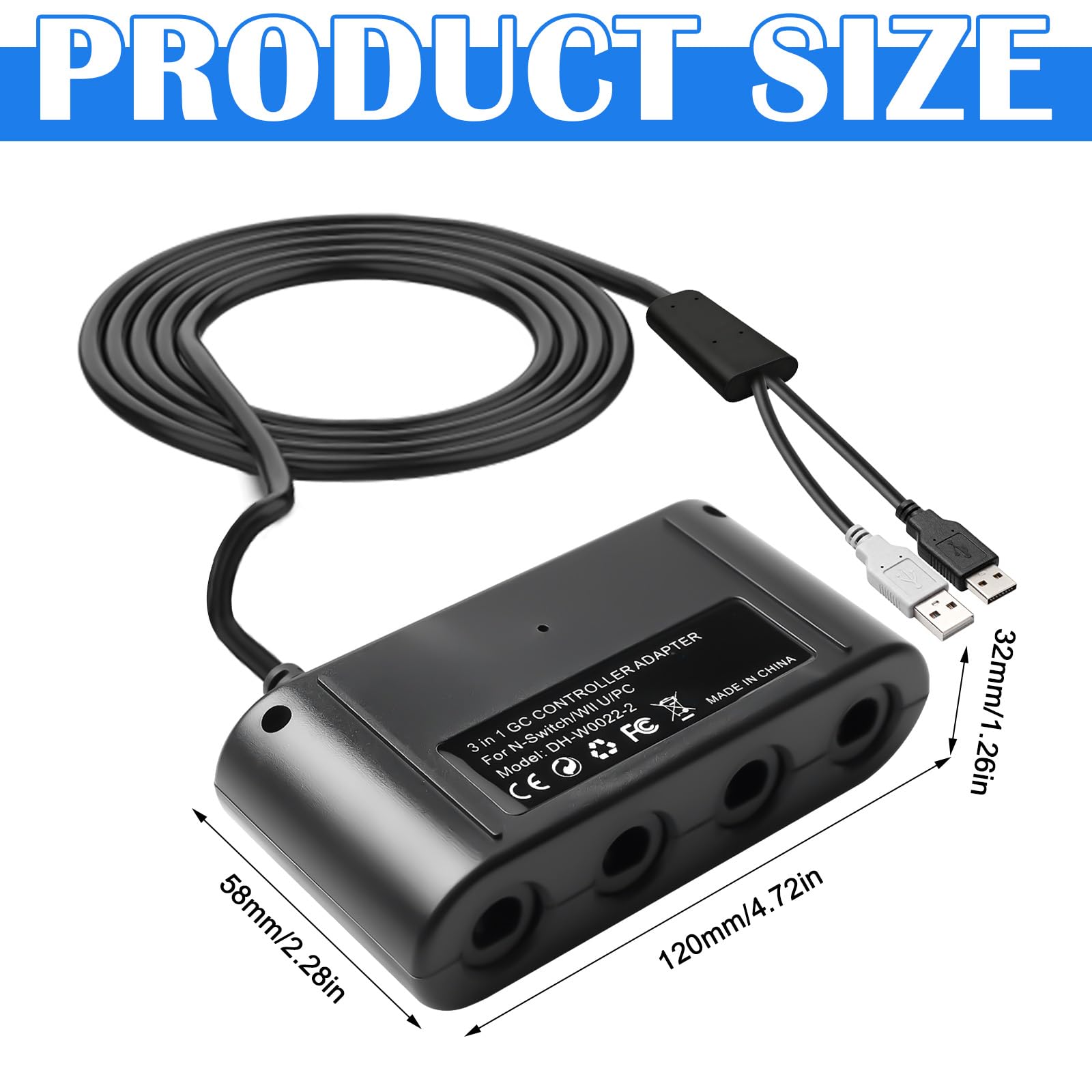 Adaptateur pour Manette GameCube compatible avec Switch, Wii U et PC, USB, 4 Ports