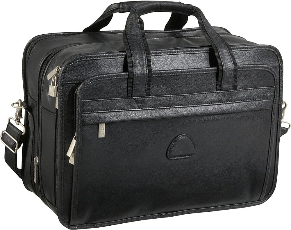 Amerileather Black Leather Practical Expandable Computer Case (#2438-0)