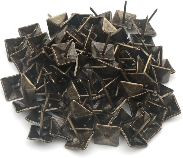 Pxyelec Pack of 50 Vintage Square Upholstery Furniture Decorative Stud Nails Pins Tacks 14 * 20mm