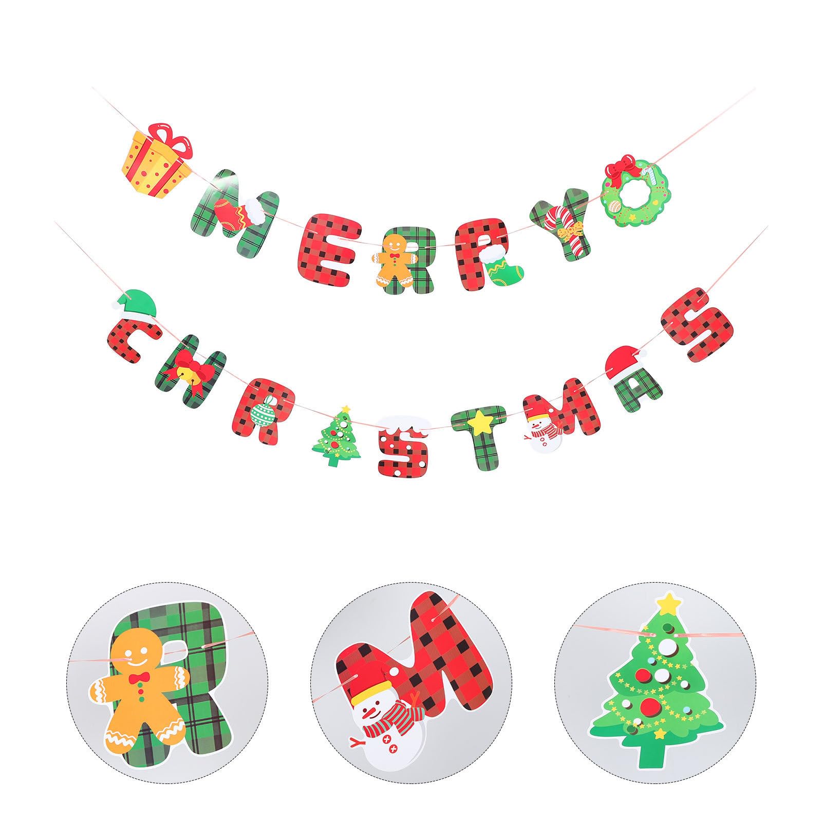 TOYANDONA 9 Piezas Banderines Navideños de Papel Compactos Reutilizables