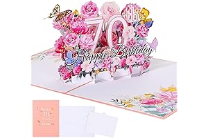 70th Birthday Card for Her, Flower Popup Birthday Card