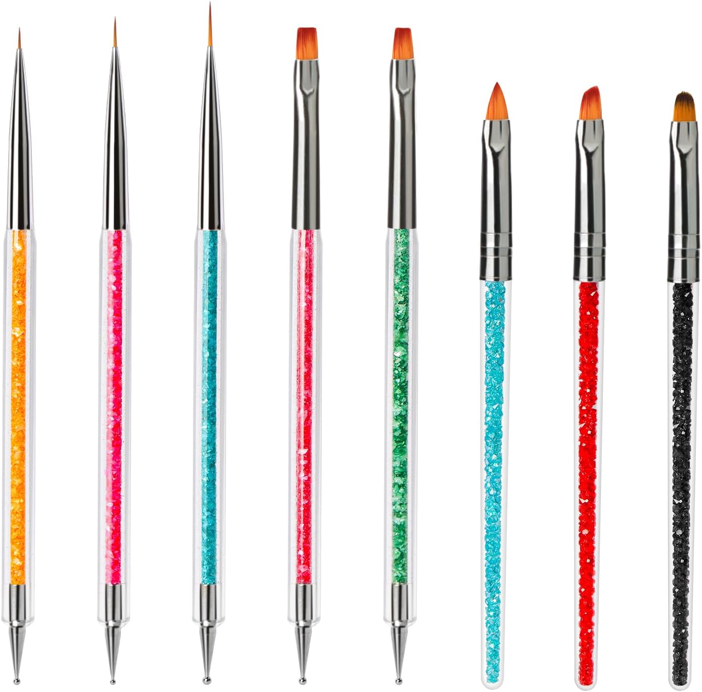 Function Nail Brush for Dotting Drawing Nail Art Brushes for Gel Nails Painting Tools Liner Design Nail Art Kit with Glitter Handle Function Nail Brush for Dotting Drawing Nail Art Brushes for Gel Nails Painting Tools Liner Design Nail Art Kit with Glitter Handle