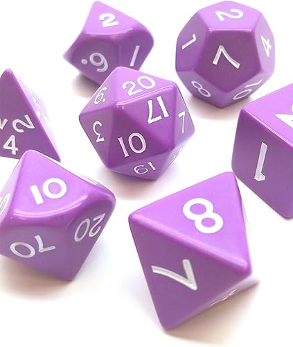 Miniatura 2 de Juego de dados poliédricos de 7 piezas tamaño jumbo púrpura D4, D6, D8, 2xd10, D12, D20