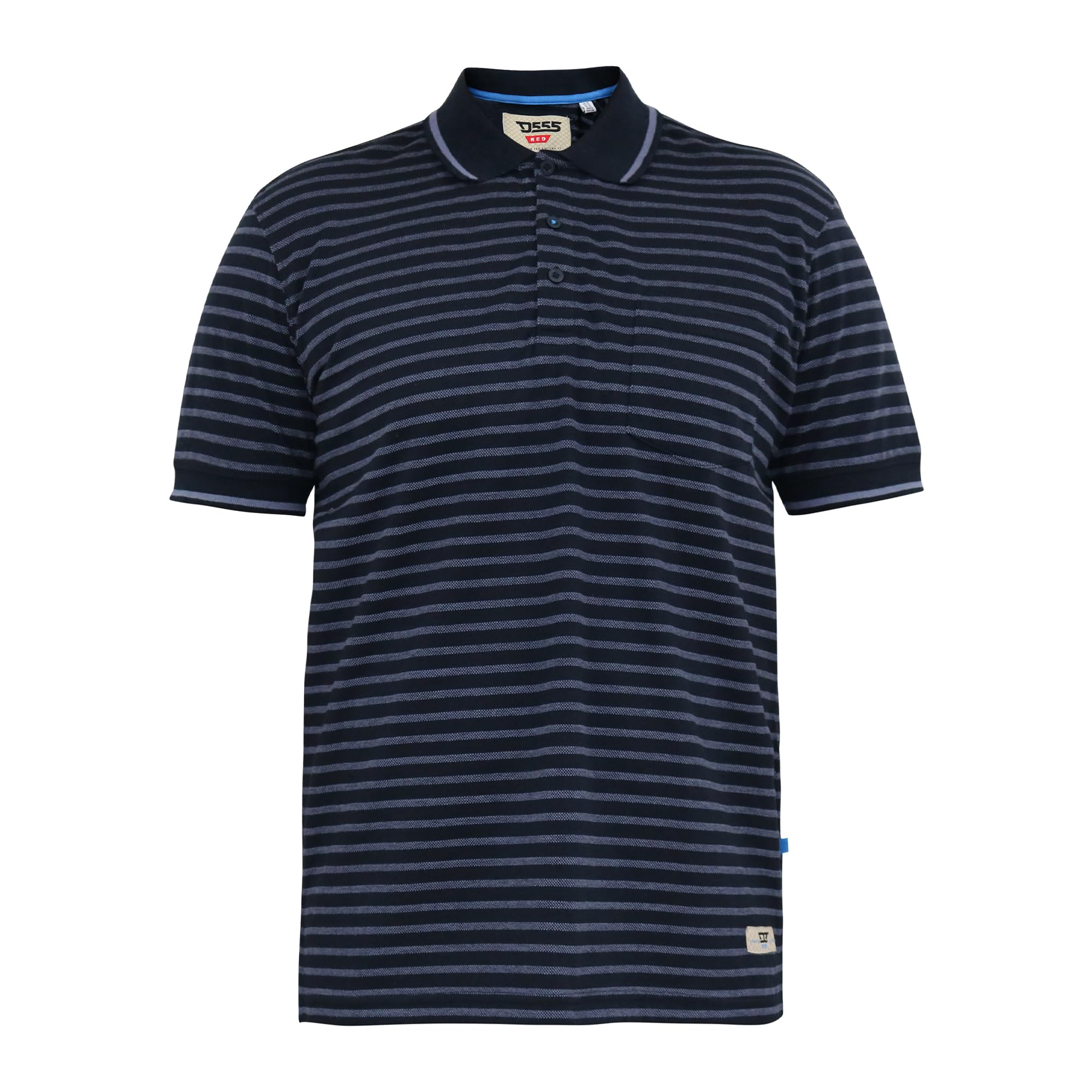 D555 Men's Rosemary Woven Full Stripe Jersey Polo in Navy/Teal 4XL