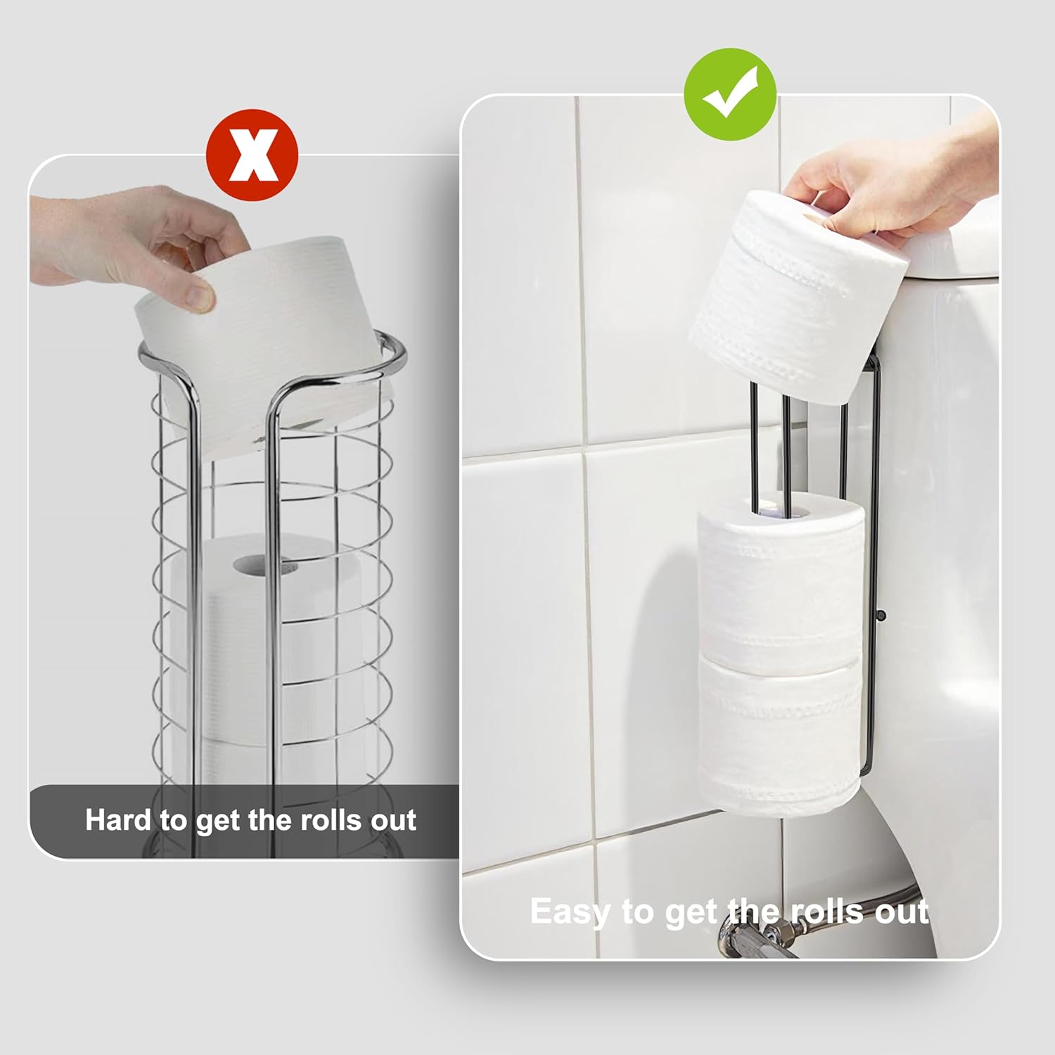 Black Toilet Paper Holder, Over The Tank Toilet Paper Roll Holder Wall Mount, Matte Black Camper Accessories Tissue Holder with Storage Extra 6 Roll Tissue, Small Bathroom Essential for New Home, 2Pcs