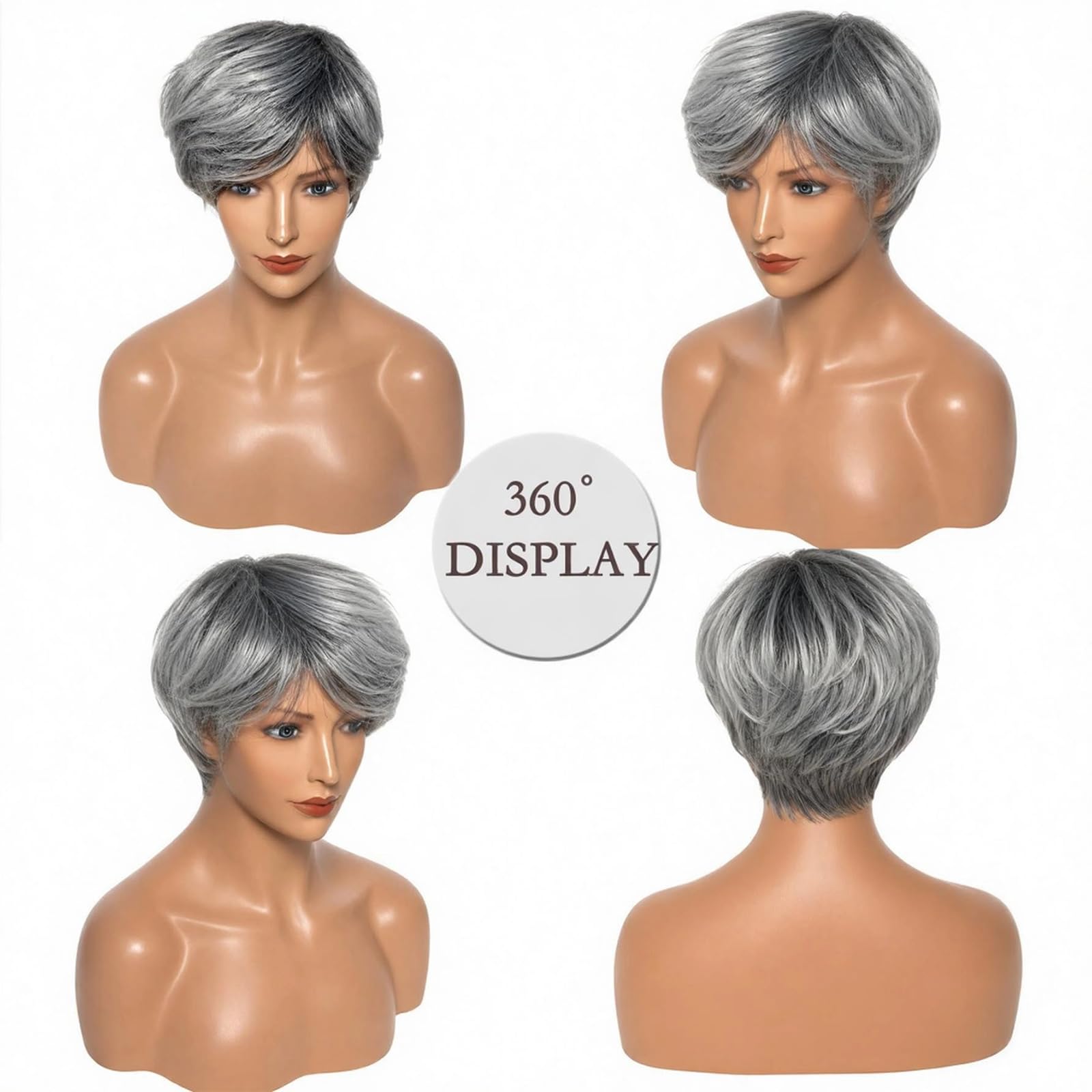 Parrucche Grigie Corte, Lisce E Scalate Per Donna