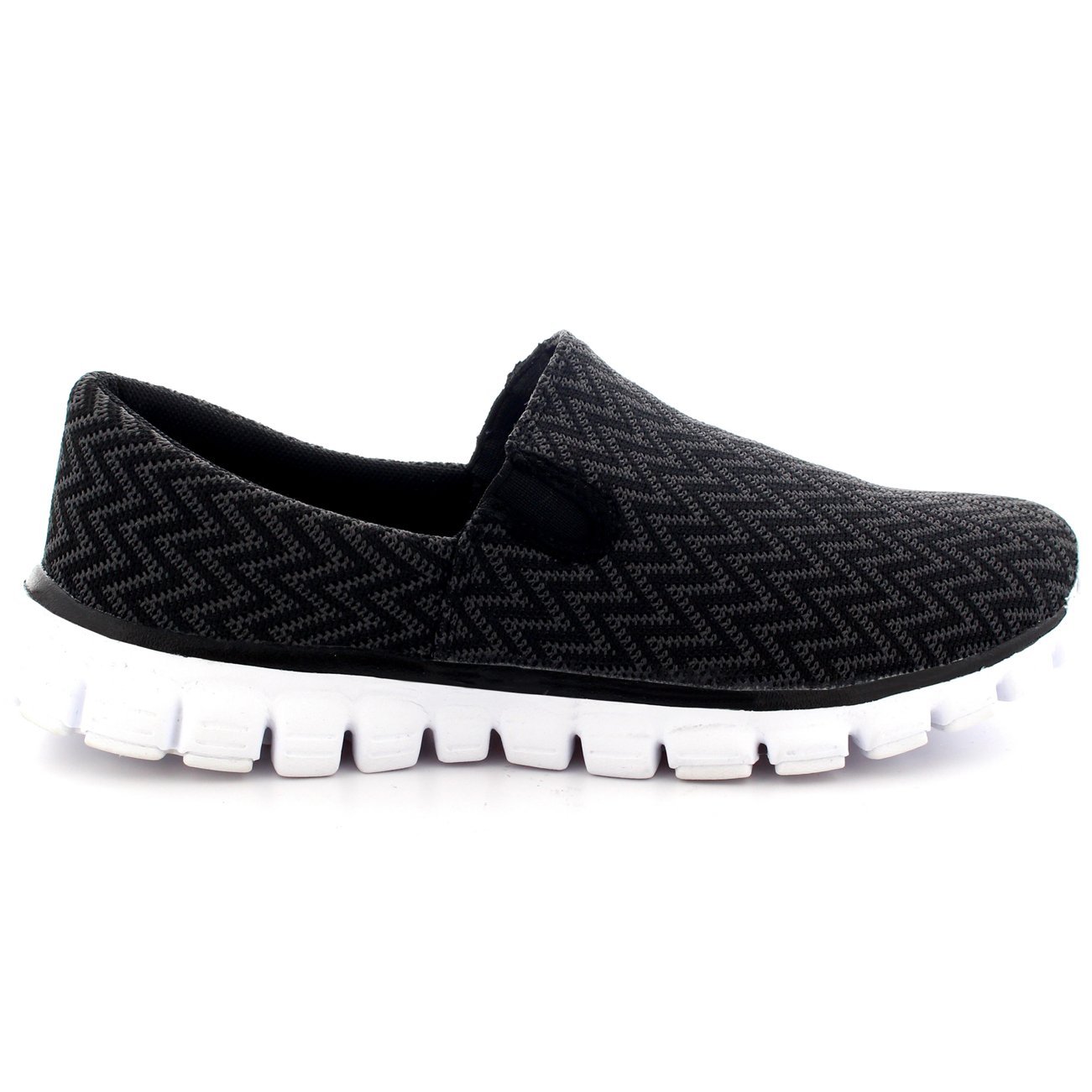 Get Fit Women’s Slip-On Walking Shoes - Lightweight Breathable Trainers with Memory Foam - Casual Work Sneakers - Comfortable Gym, Travel & Everyday Wear - Black/White - UK4/EU39