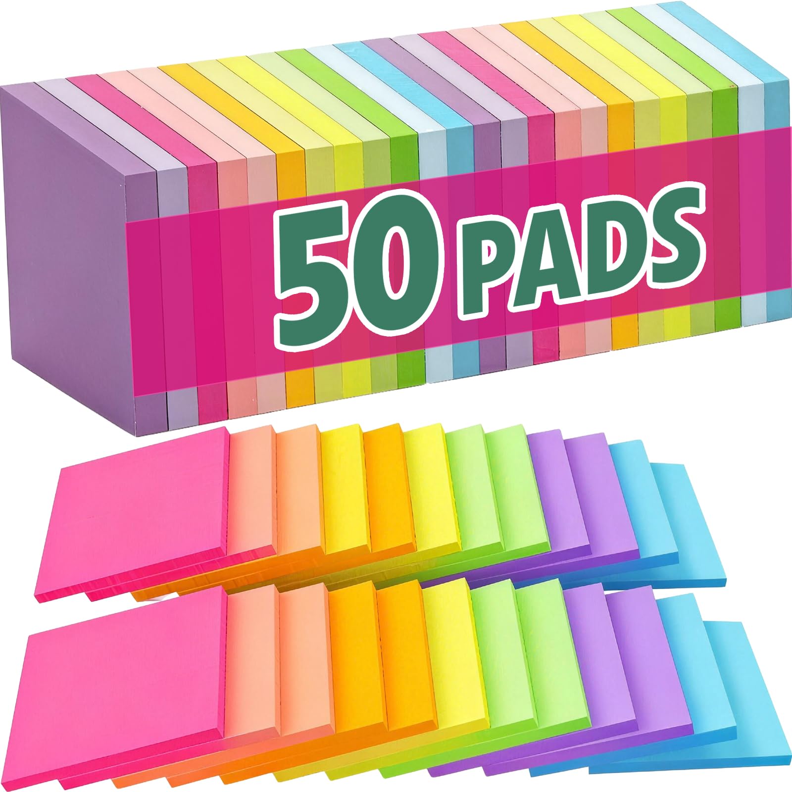 Bulk Sticky Notes - 2500 Sheets, Bright Colors -1