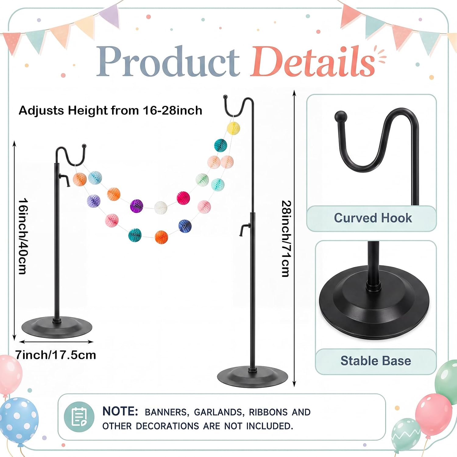 Novabright 2 Pcs Black Tabletop Banner Stand with Base