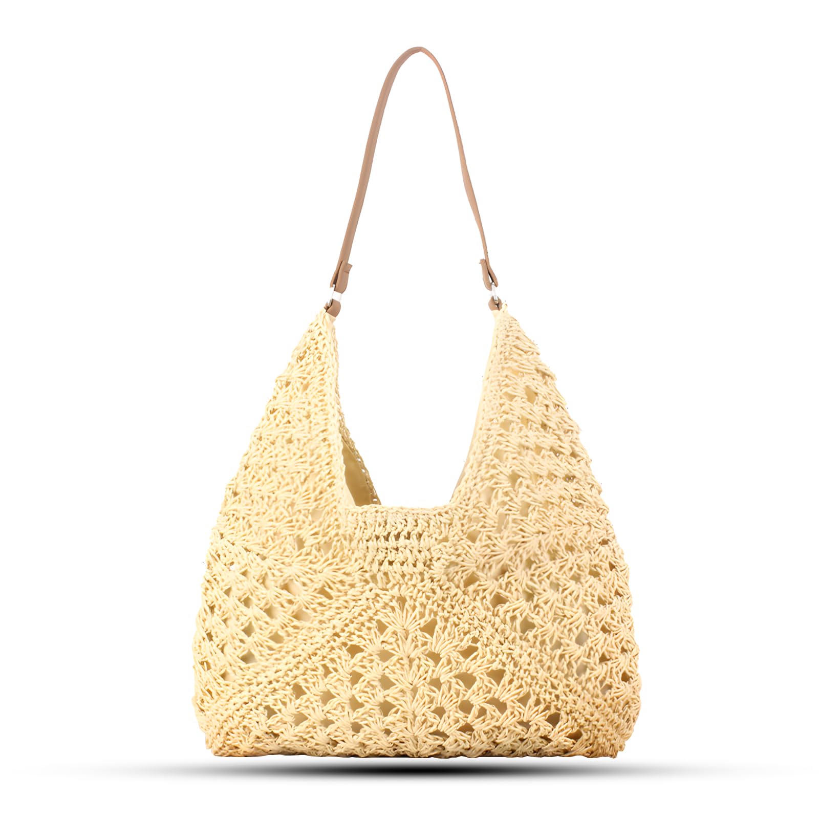 abcmilz Summer Straw Beach Tote Bag for Women Large Handmade Woven Shoulder Bag Handbags Purse for Travel Vacation Shopping — view 8