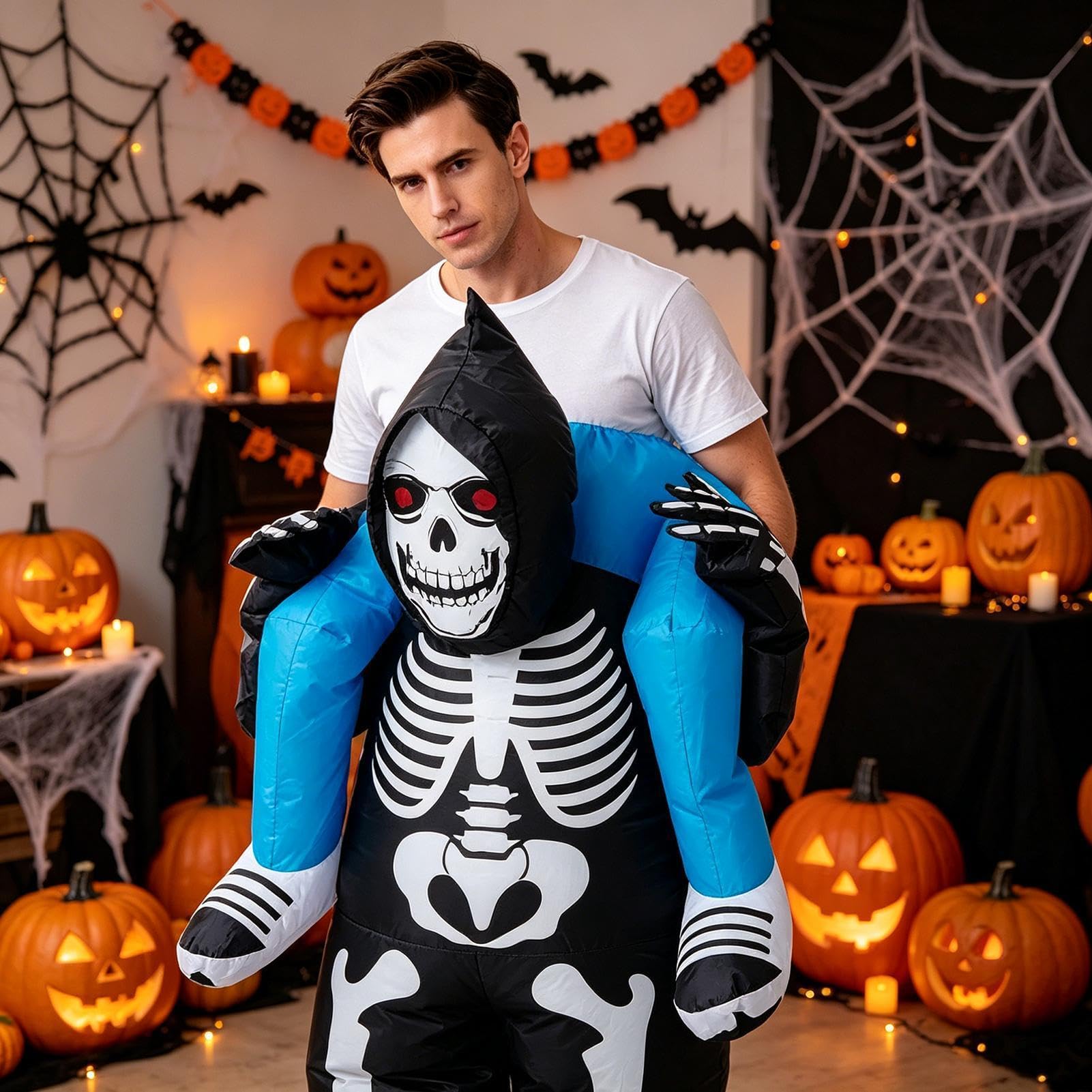 Nadmuchiwane Kostiumy Halloween dla Dorosłych zabawny szkielet do jazdy z | Straszne nadmuchiwane kostiumy Halloween Dla parad grupowych, parad na świeżym powietrzu i spotk