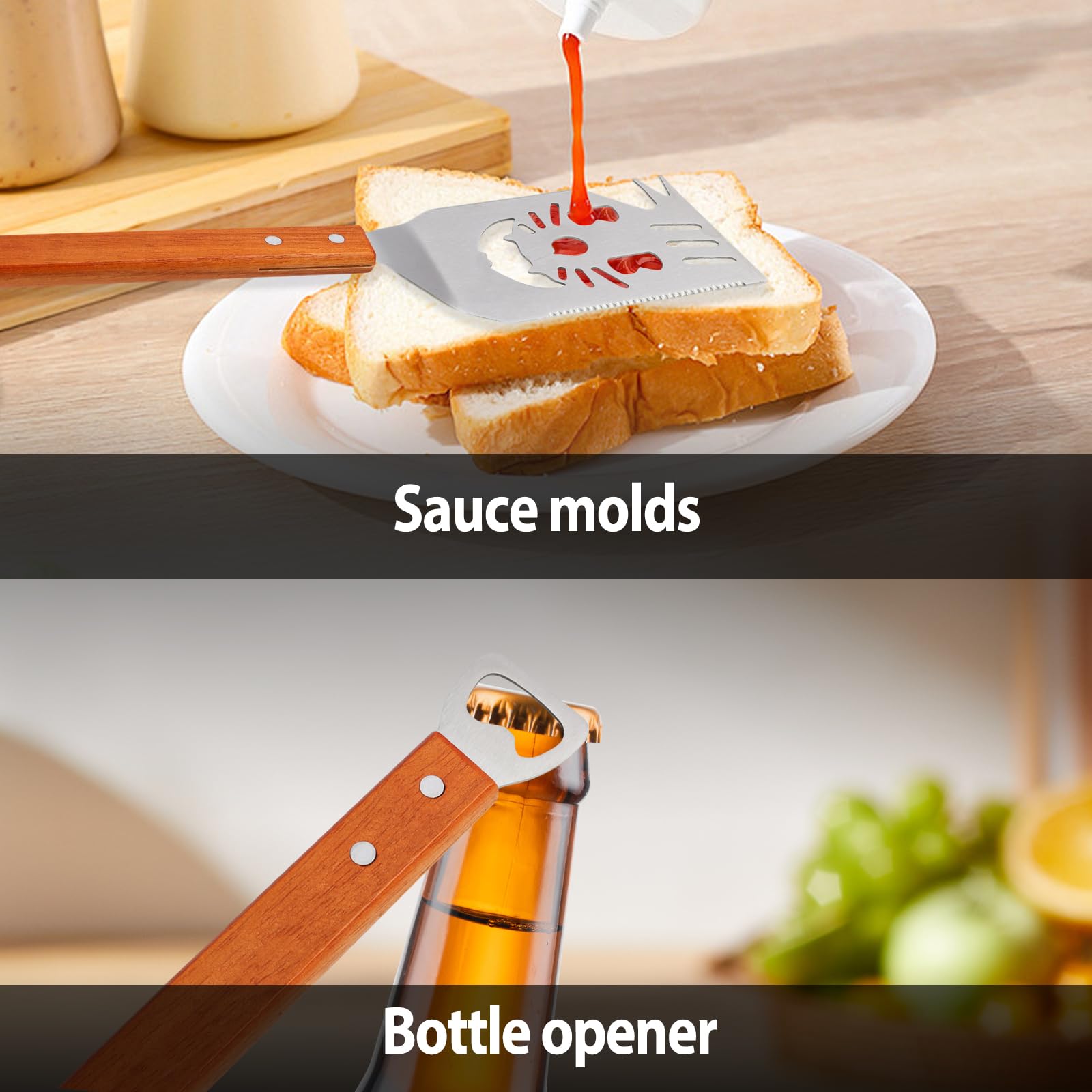 Spatule Barbecue 7 en 1, Ustensiles Barbecue Innovant pour Camping en Plein Air