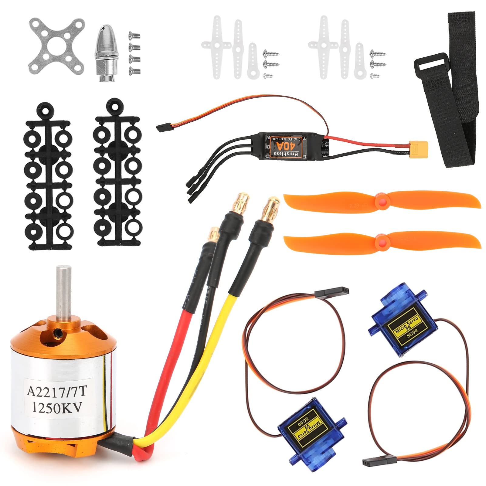 Hélice de helicóptero teledirigido, motor de avión teledirigido, regulador de velocidad eléctrico, motor sin escobillas 2217 KV1250 + 8060 hélices, motor de dirección + 40 A ESC para helicóptero RC