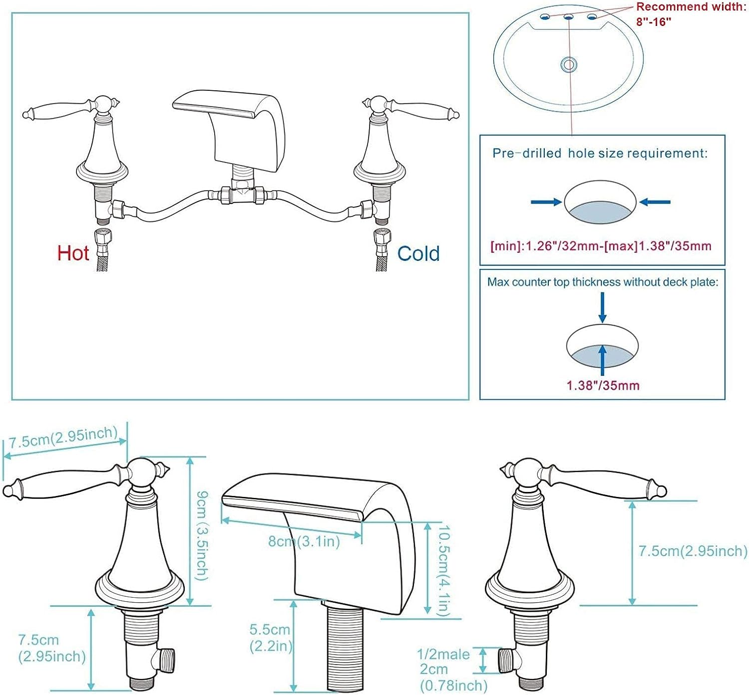 Rеvіеw Prоduсt Matte Black Waterfall Widespread Bathroom Sink Faucet 8-16 Inch Double Handles 3 Holes Basin Mixer Tap Commercial Pop Up Drain with Overflow Included Deck Mount Bеѕt Cуbеr Dеаlѕ 🔥 Matte Black Waterfall Widespread Bathroom Sink Faucet 8-16 Inch Double Handles 3 Holes Basin Mixer Tap Commercial Pop Up Drain with Overflow Included Deck Mount