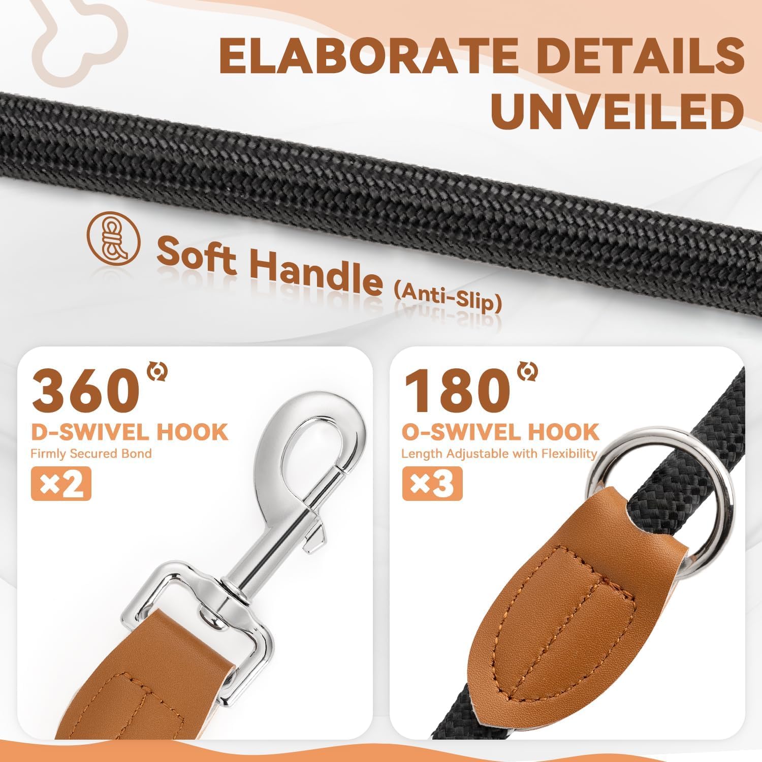 Laisse Réglable 3 m, Laisse Multifonctionnelle 3 Points Robuste pour 2 Chien, Longe pour Chien de Petite à Grande Taille pour Promenade, Dressage, Entraînement, Noir