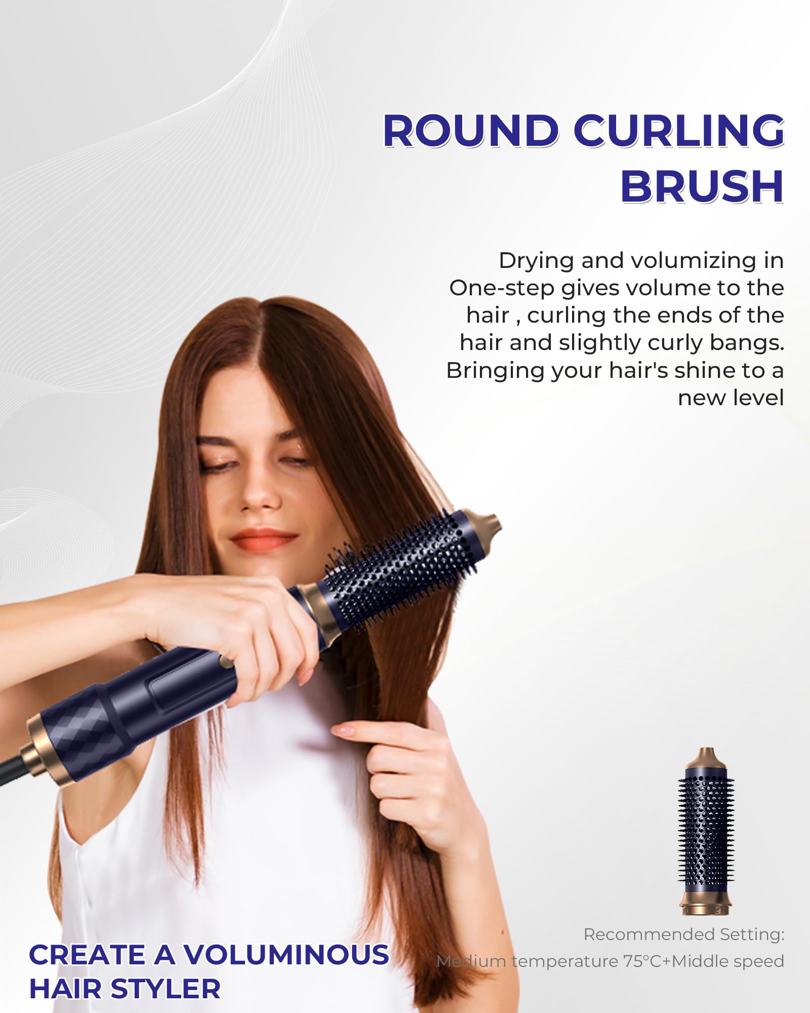 Spazzola Asciugacapelli 6 in 1, UKLISS Airstyler Set con Arricciacapelli Automatico, Hair Dryer, Spazzola ad Aria Calda, Thermal Brush, Spazzola Lisciante Capelli, Regali per Donne Styling - Blu