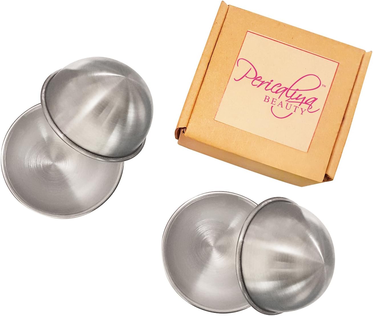 DIY Bath Bomb Mold 4pc Set - 2.56 Inch Silver Stainless Steel Soap Making Molds by Pericaliya