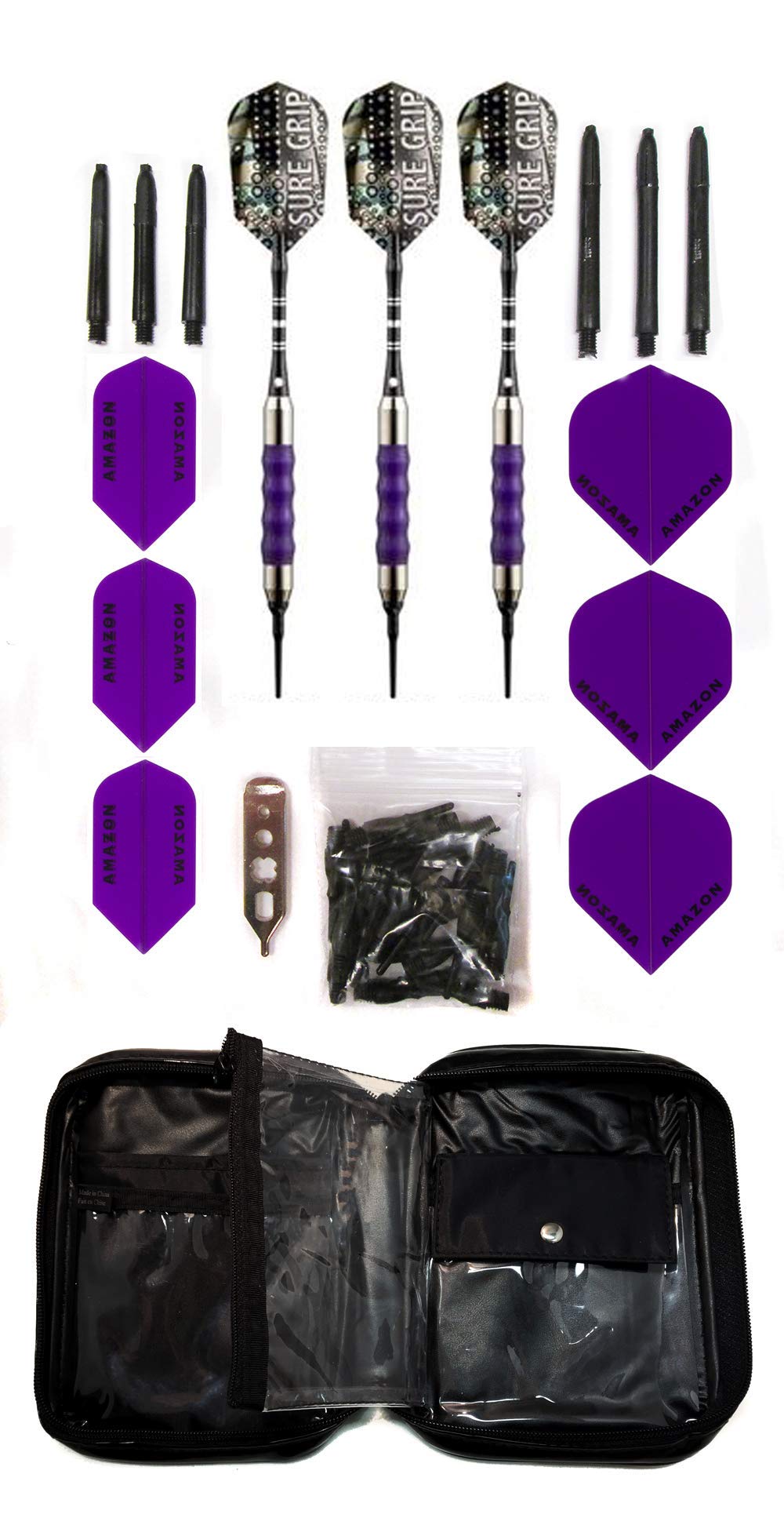 VIPER Sure Grip Soft Tip Darts with Accessory Kit (Purple, 18 Grams)