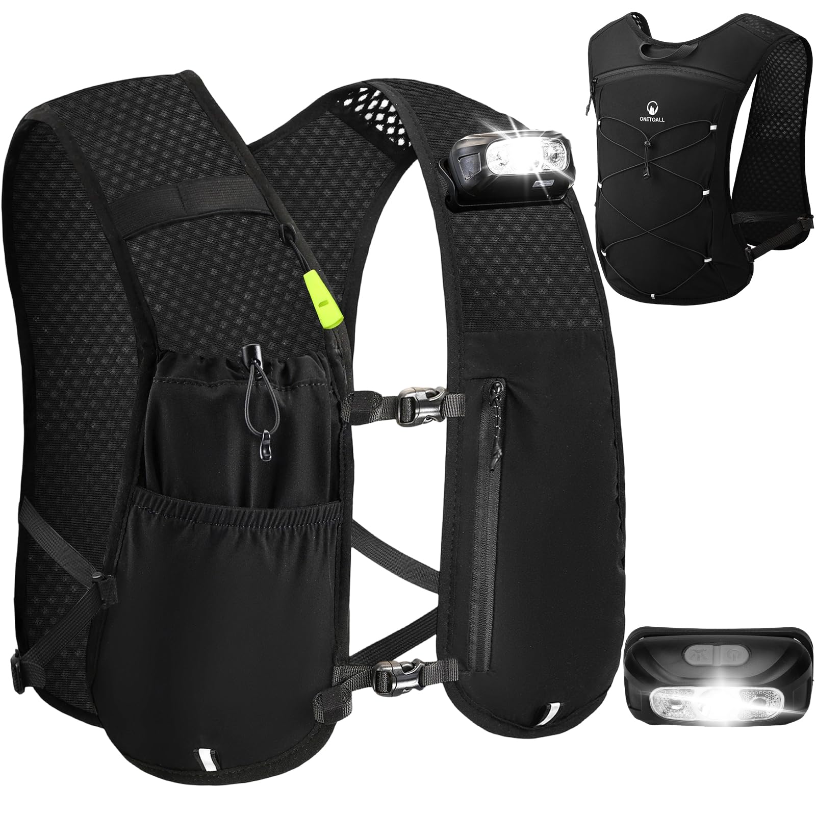 ONETOALL Running Vest Women, Lightweight Hydration Vest Mens, Breathable Running Backpack Gifts for Trail Running, Marathon, Cycling, Hiking, Skiing