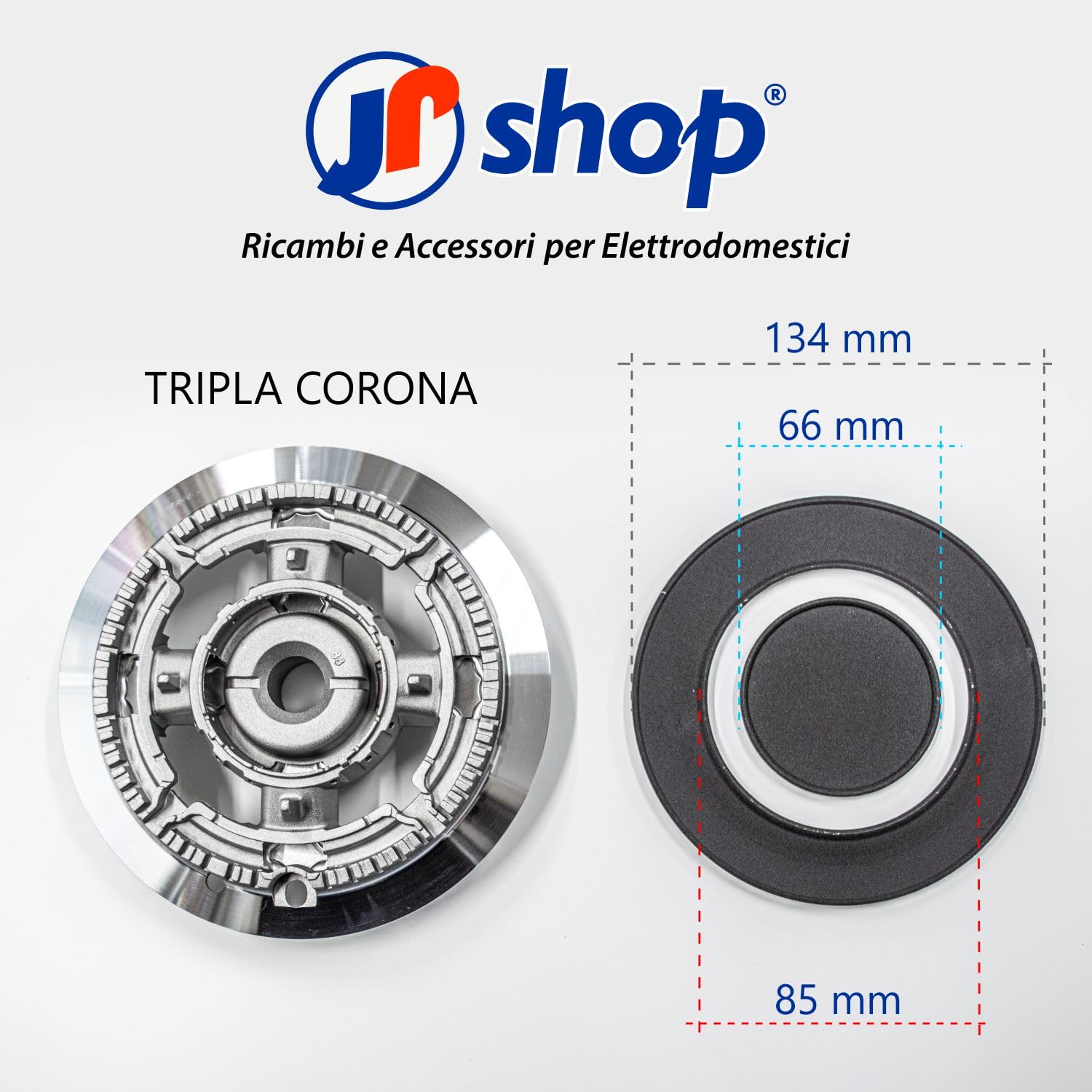 Kit 4 adattabile a piano cottura cucina a gas compatibile con Smeg completo di 4 piattelli spartifiamma e 1 tripla corona