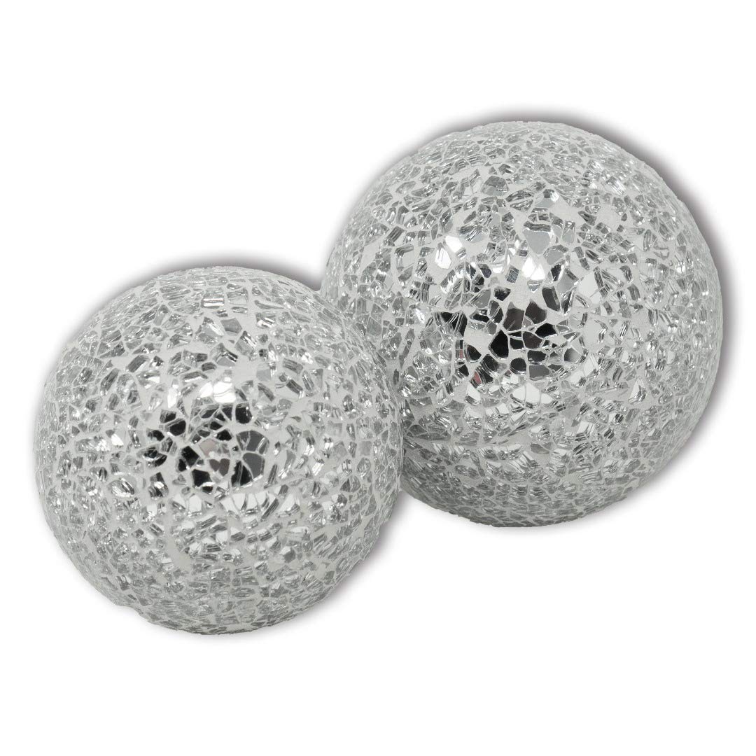 Angraves Silver Glass Mosaic Decorative Ball Set Home Decor Ornament Set