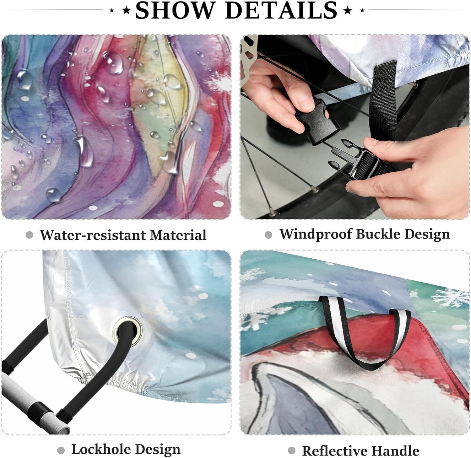 ALAZA Christmas Unicorn Bike Cover Waterproof Outdoor Ebike Bicycle Covers Tarp Protection for 1/2 Bikes, Sun UV Dust Wind Proof