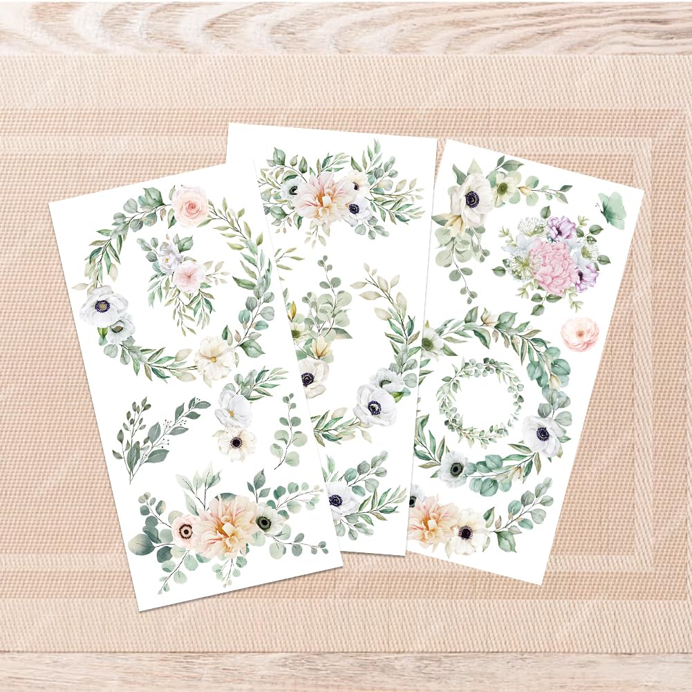 Mayplous 12 Feuilles Autocollant de Transfert à frotter Autocollants Scrapbook Autocollants de
